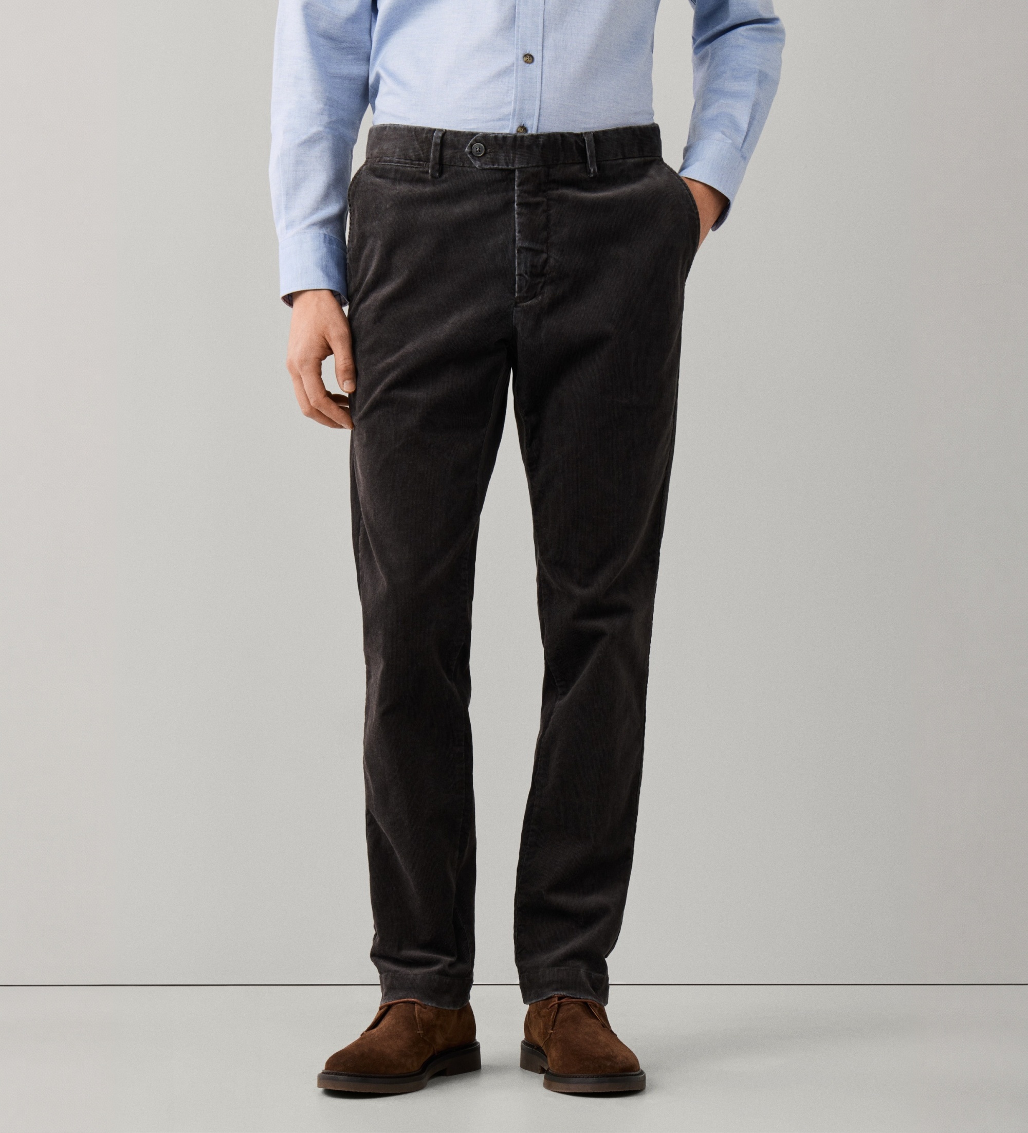 Hackett Londonvoor mannen. HM2100164 Grijze Pigment Cord chino broek (32/32), Casual, Grijs, Katoen
