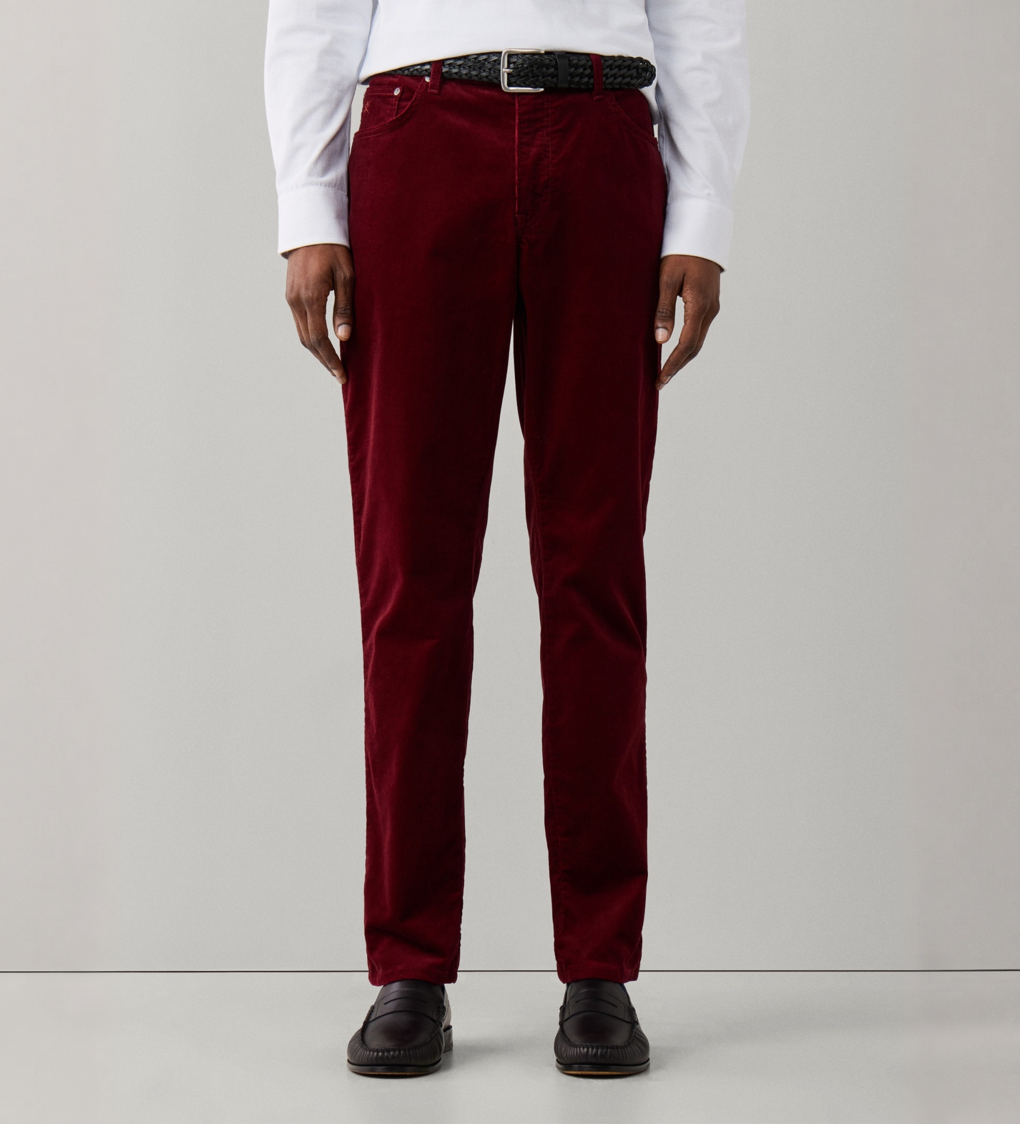 Hackett Londonvoor mannen. HM2100165 Pigment Cord 5pkt broek bordeauxrood (32/32), Casual, Katoen