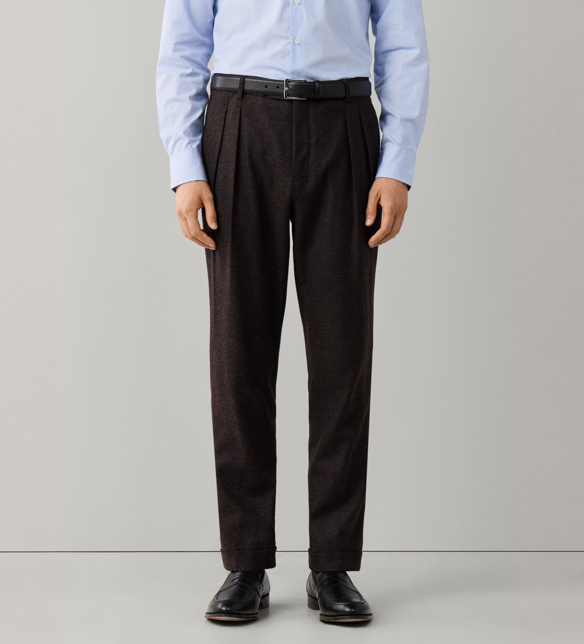 Hackett Londonvoor mannen. HM2100168 Plain Flannel broek bruin (42/32), Casual, Wol, Klassiek