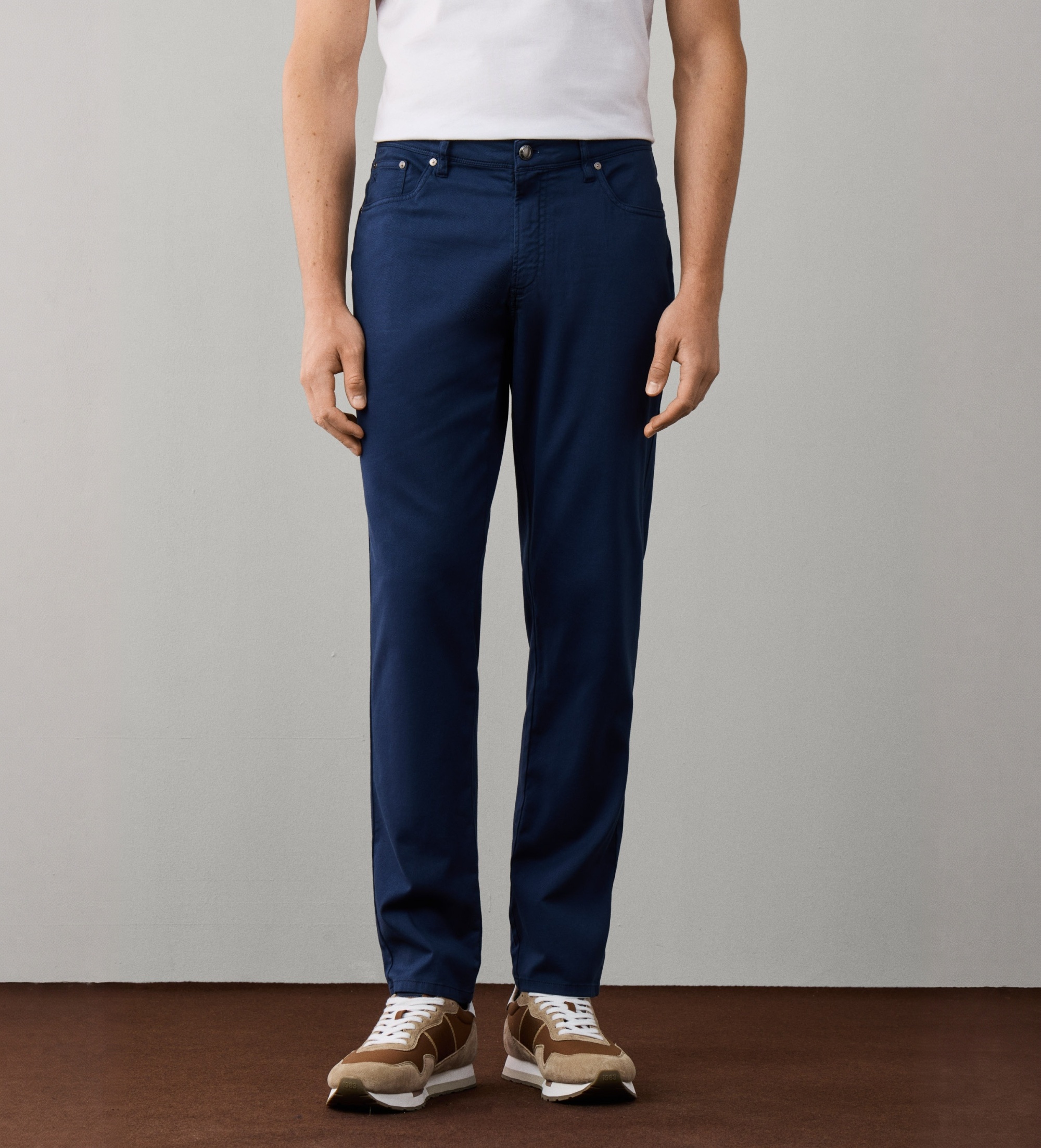 Hackett Londonvoor mannen. HM2100167 Satijnen broek 5-pocket marineblauw (32/34), Casual, Katoen