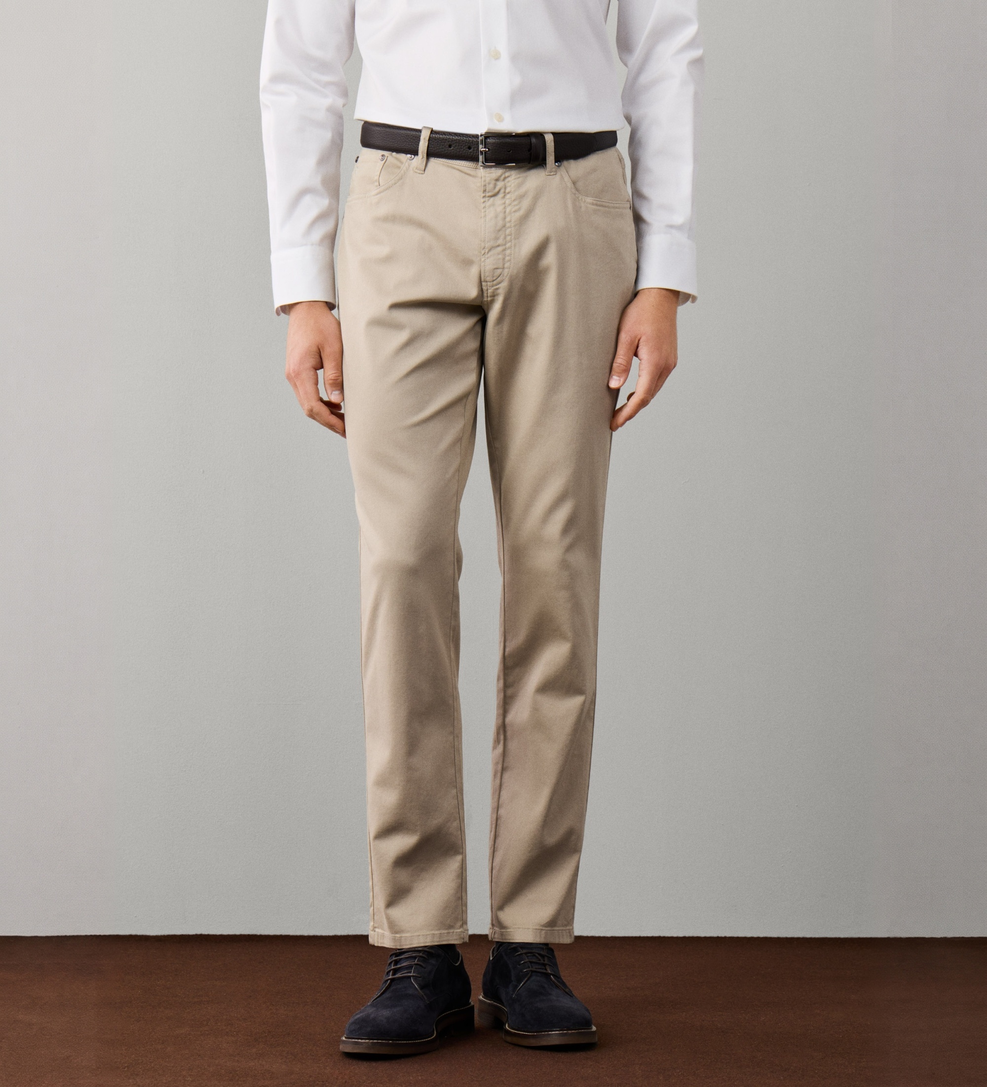 Hackett Londonvoor mannen. HM2100167 Satijnen broek 5-zakken beige (33/32), Casual, Katoen