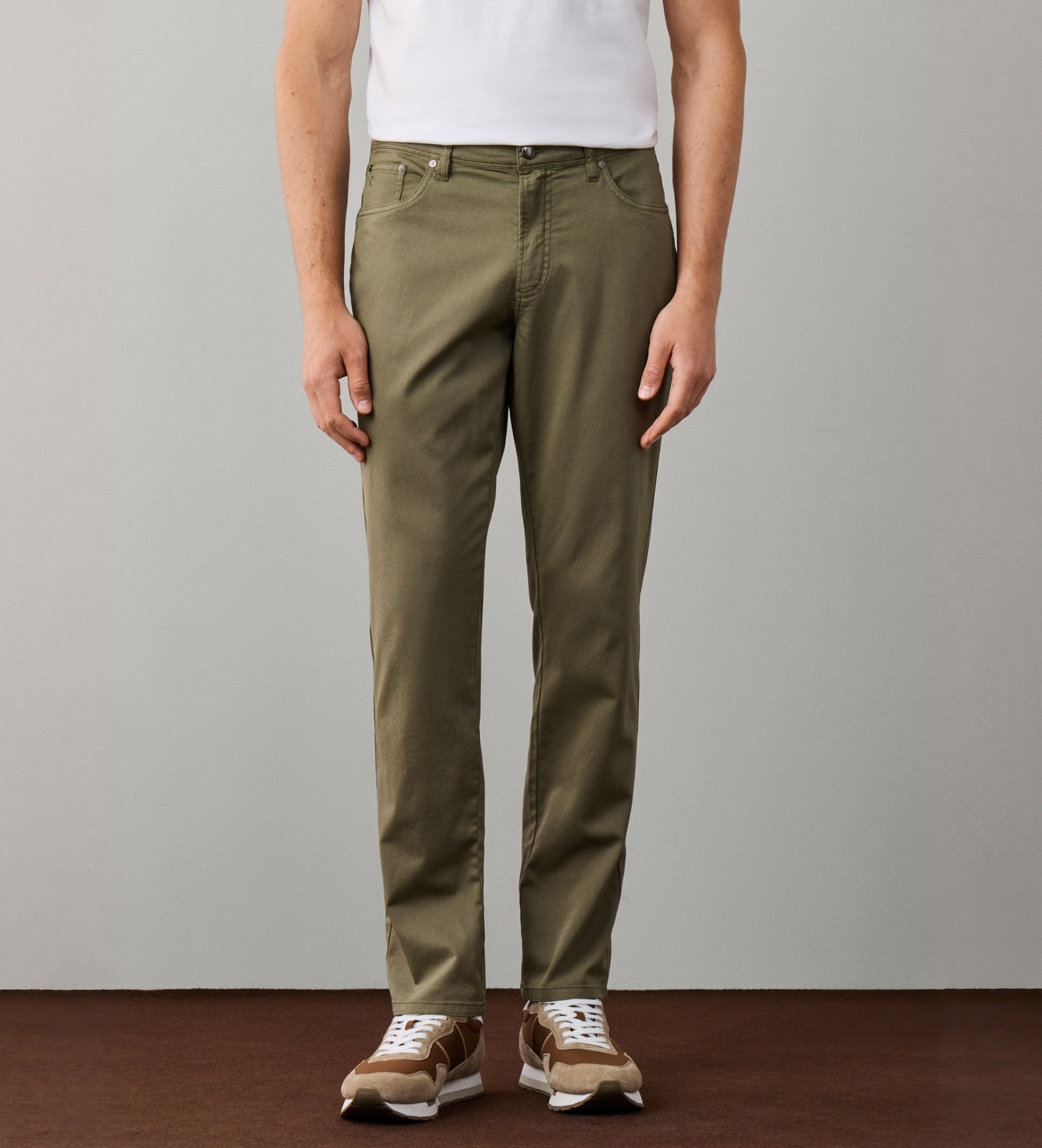 Hackett Londonvoor mannen. HM2100167 Ttrl Sateen 5pkt broek olijfgroen (34/32), Casual, Katoen