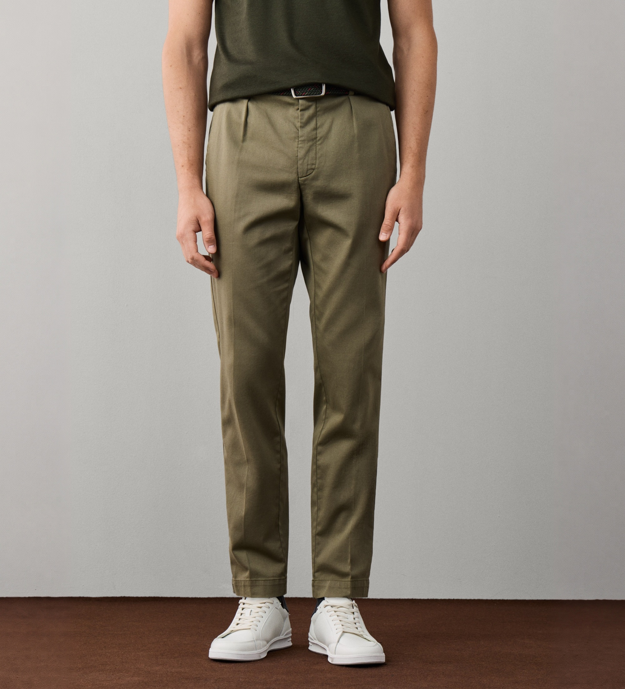 Hackett Londonvoor mannen. HM2100170 Ttvl Sateen Sloane broek olijfgroen (30/34), Casual, Katoen