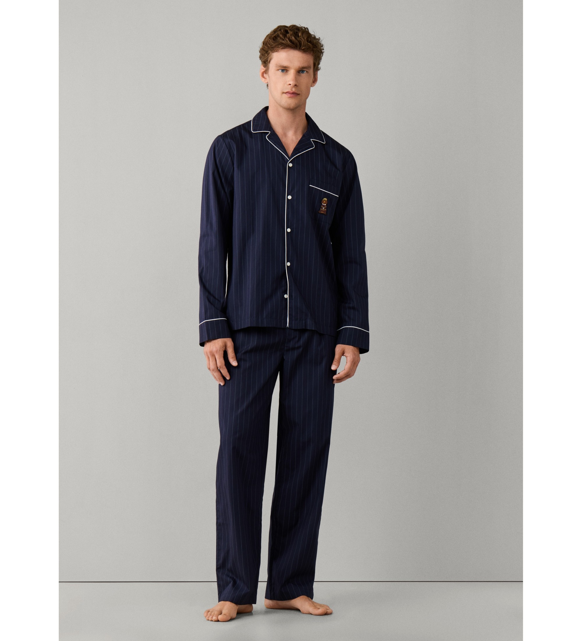 Hackett London für Herren. HMU200066 Pyjama Harry Woven marineblau (M), Heimtextilien, Baumwolle, Langarm