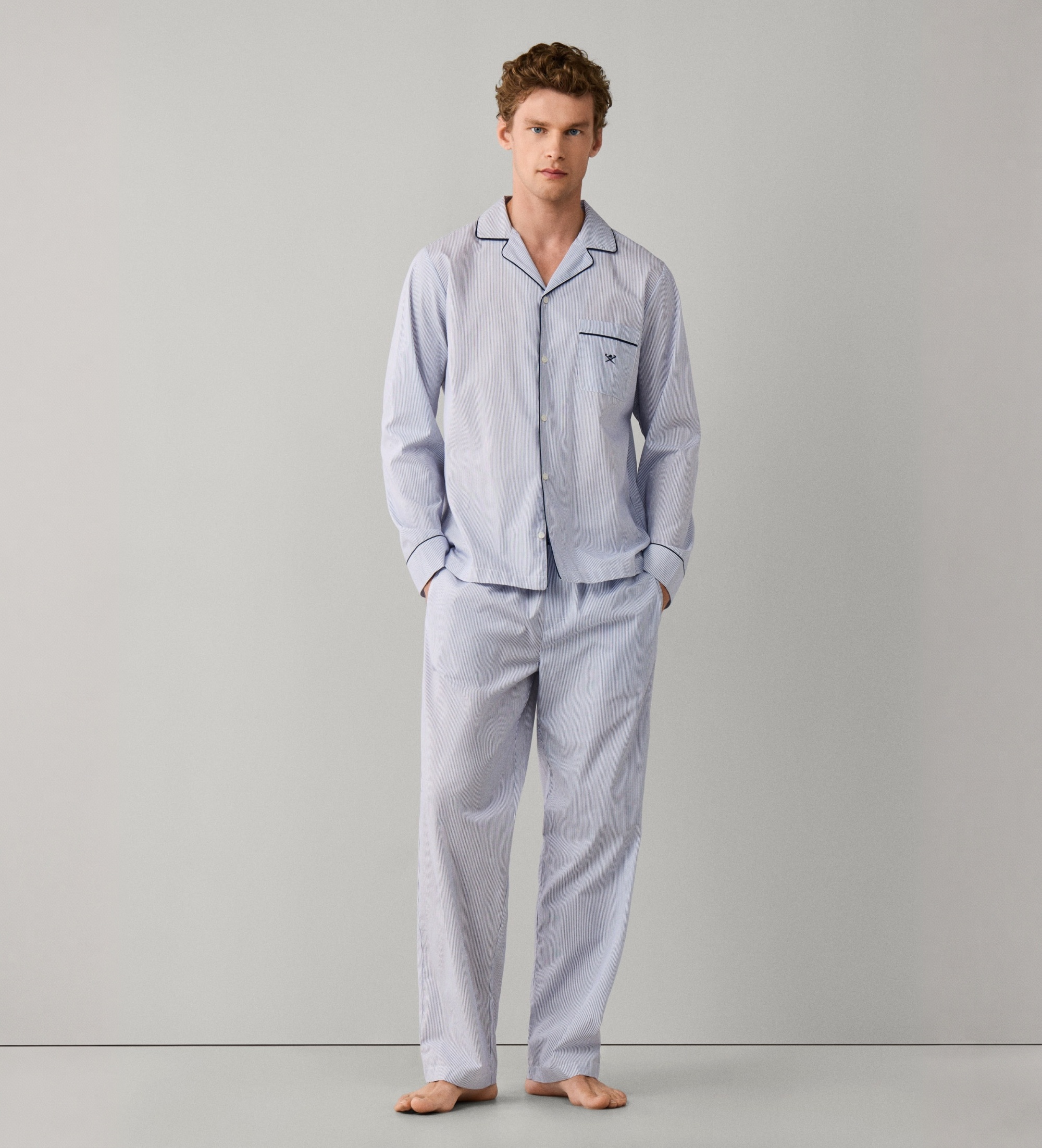 Hackett Londonvoor mannen. HMU200059 Pyjama Stripes Woven blauw (L), Homewear, Katoen