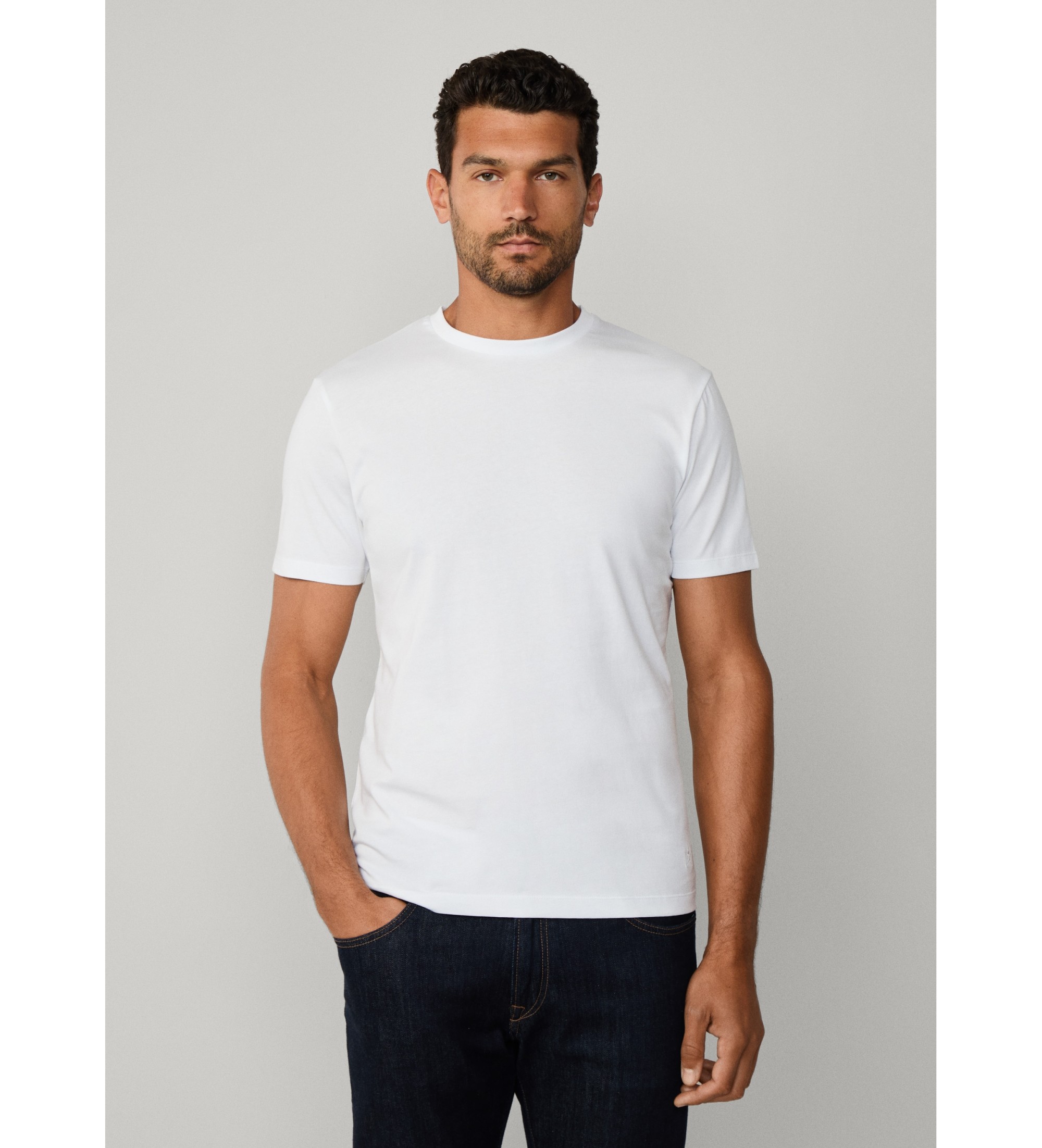 Hackett London für Herren. HM5000071 Pima-T-Shirt weiß (M), Lässig, Baumwolle, Kurzarm