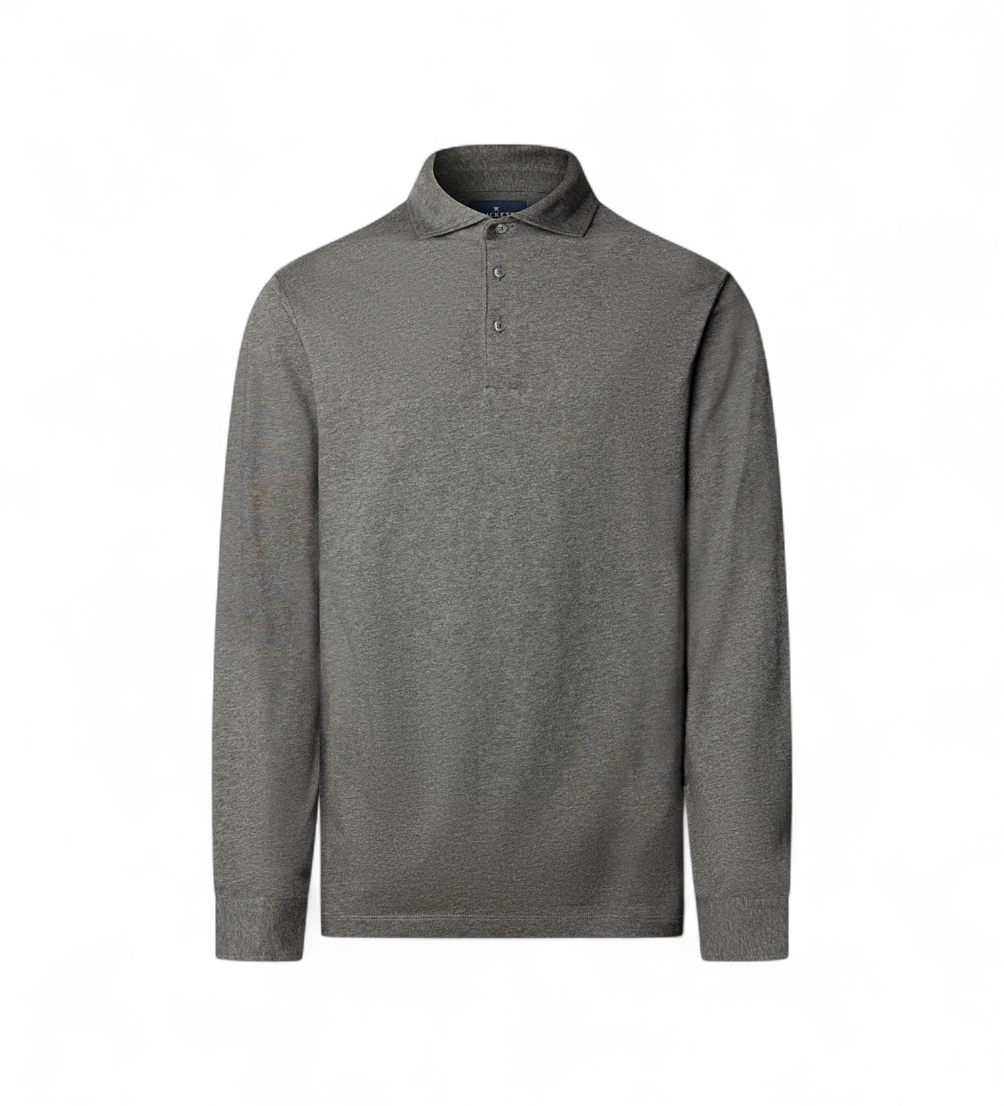 Hackett London für Herren. HM5500049 Langärmeliges Pima-Poloshirt grau (L), Lässig, Baumwolle, Klassisch, Langarm