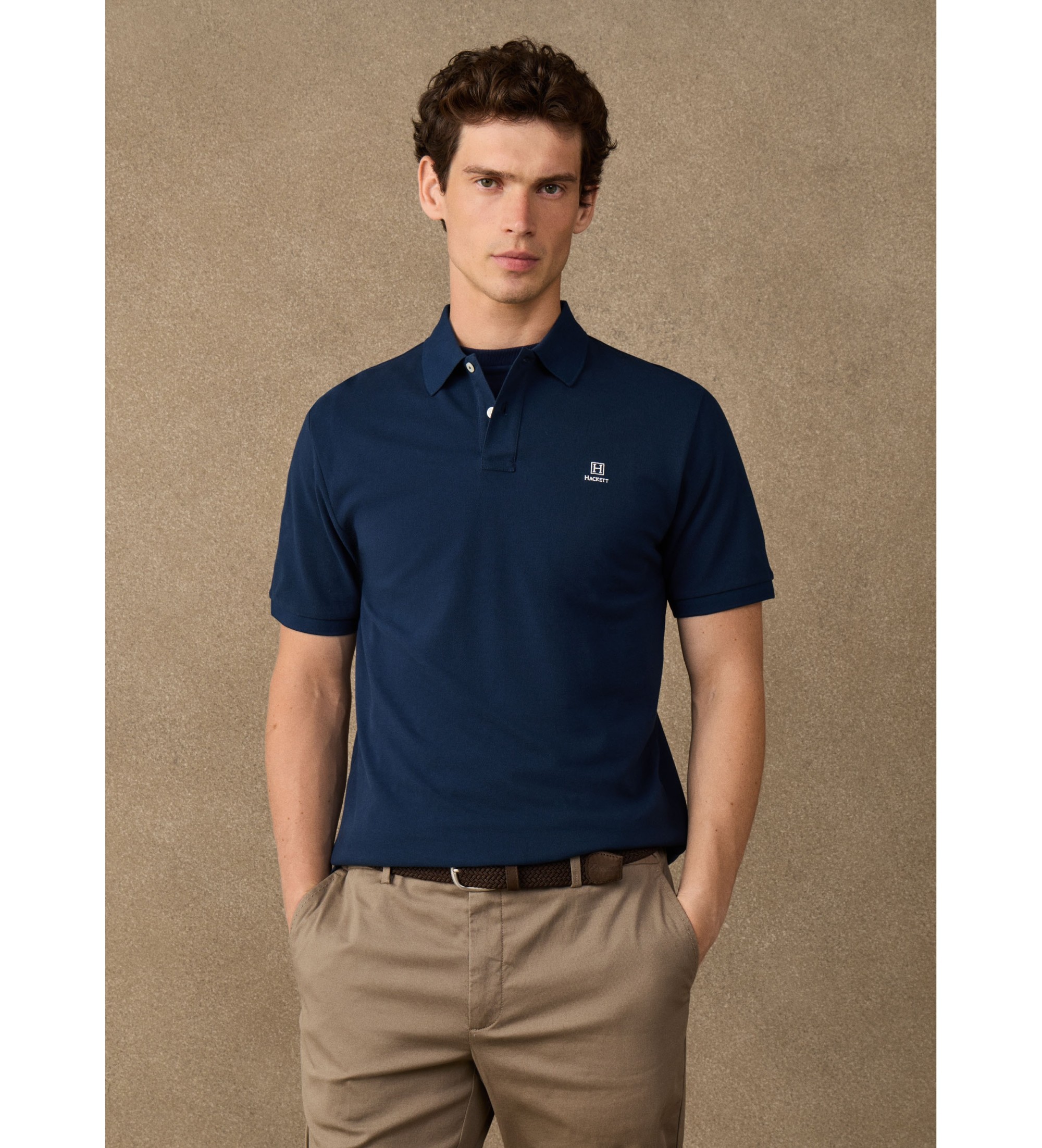 Hackett London für Herren. HM5600241 Polo Logo marino (S), Lässig, Baumwolle, Kurzarm, Marine