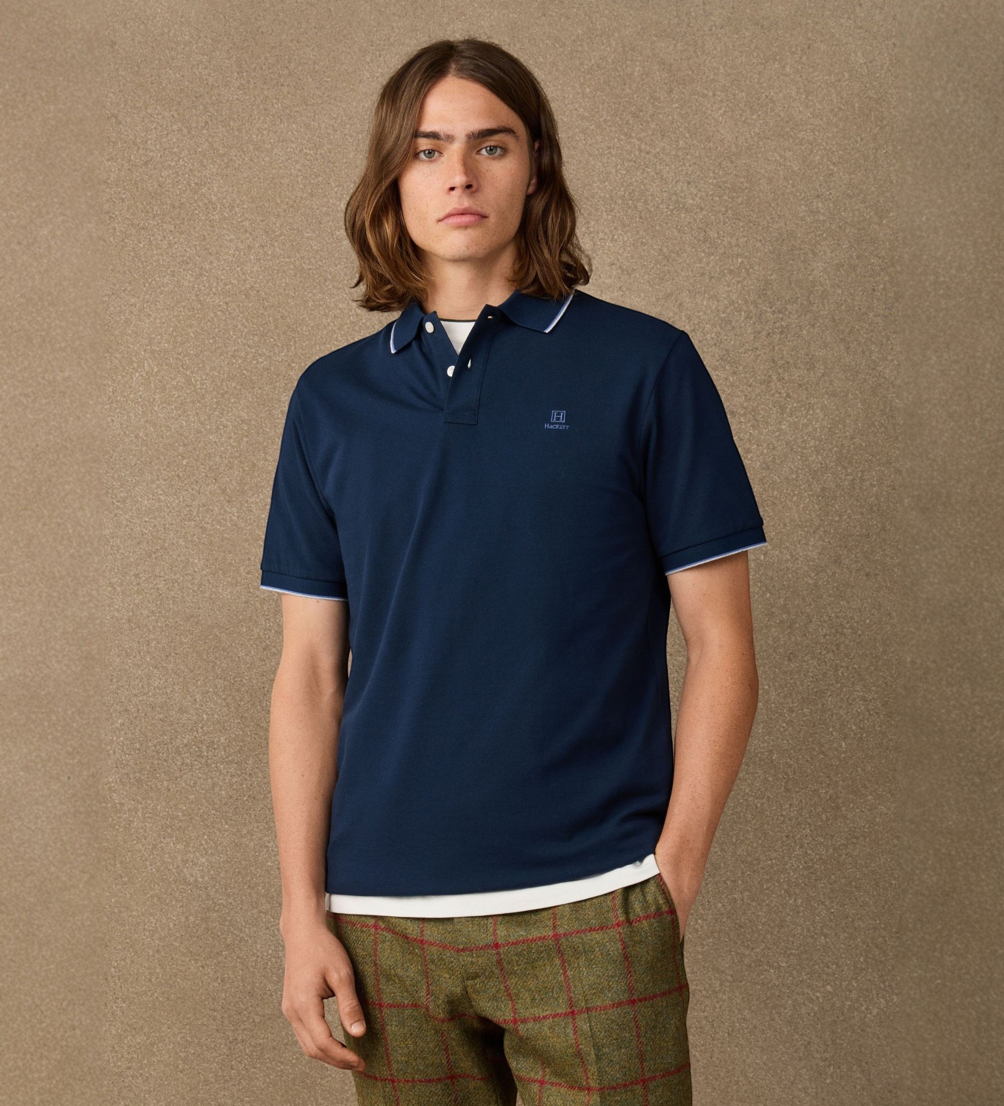 Hackett Londonvoor mannen. HM5600235 H Tipped poloshirt marineblauw (3XL), Casual, Katoen, Korte mouwen