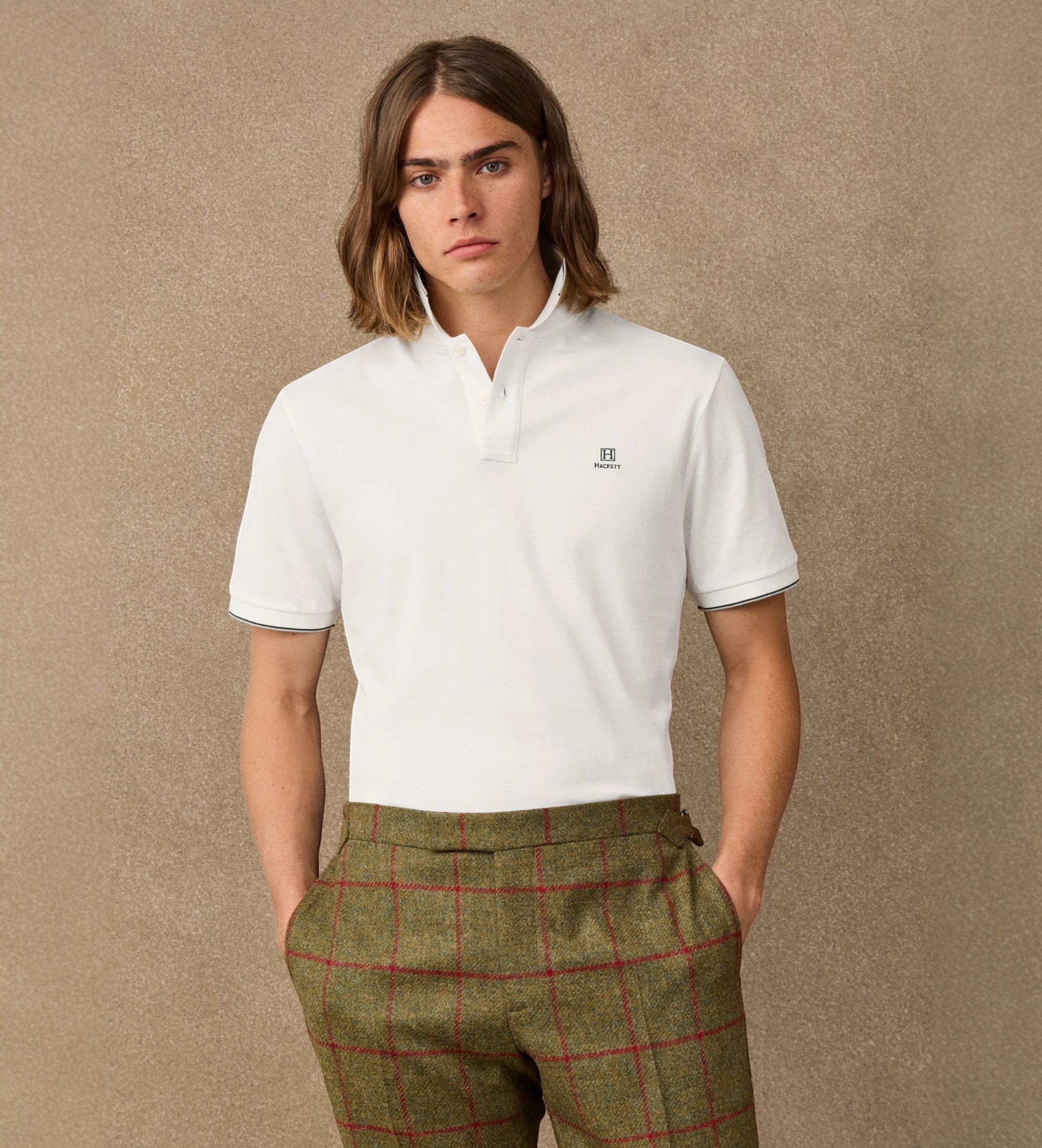 Hackett Londonvoor mannen. HM5600235 H Tipped polo wit (XS), Casual, Katoen, Korte mouwen