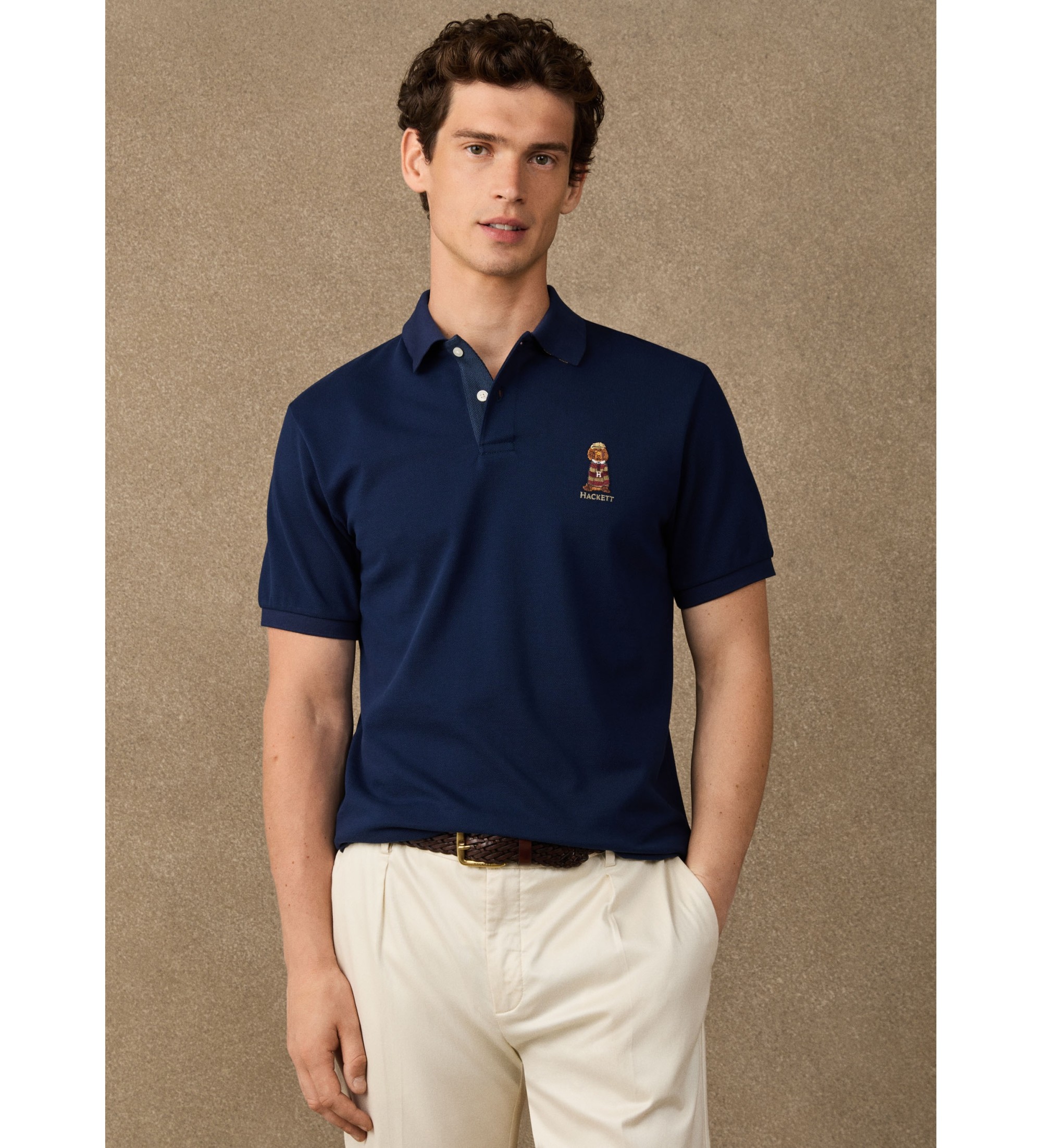 Hackett London für Herren. HM5600238 Marine Harry Polo (L), Lässig, Baumwolle, Kurzarm