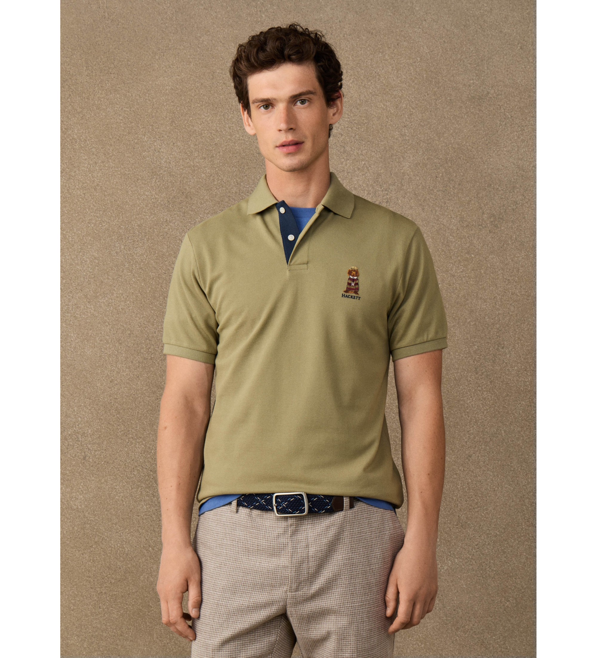 Hackett London für Herren. HM5600238 Poloshirt Harry grün (L), Lässig, Baumwolle, Kurzarm