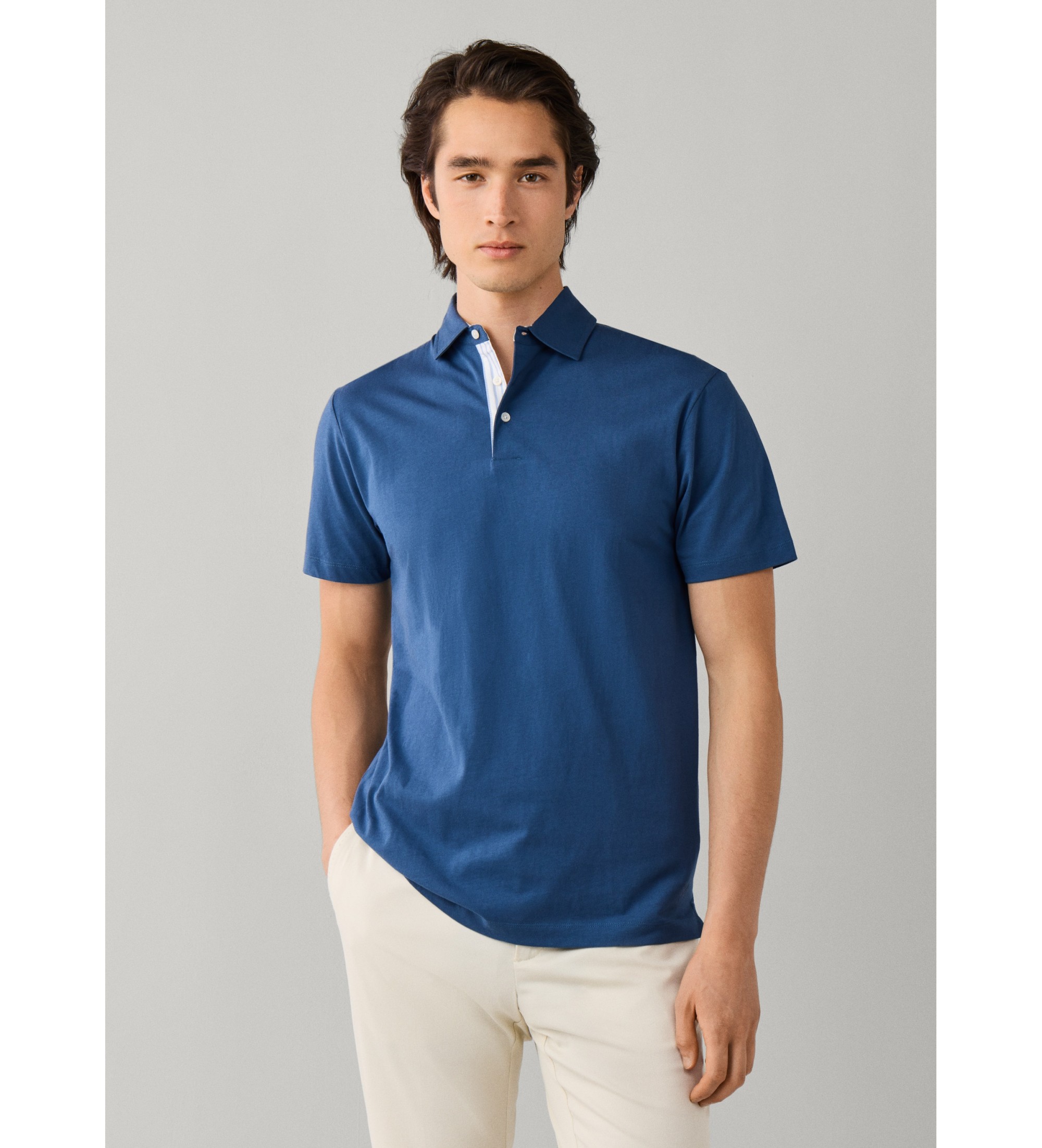 Hackett London für Herren. HM5600197 Poloshirt Jersey Kurzarm klassische Passform blau (M), Lässig, Baumwolle