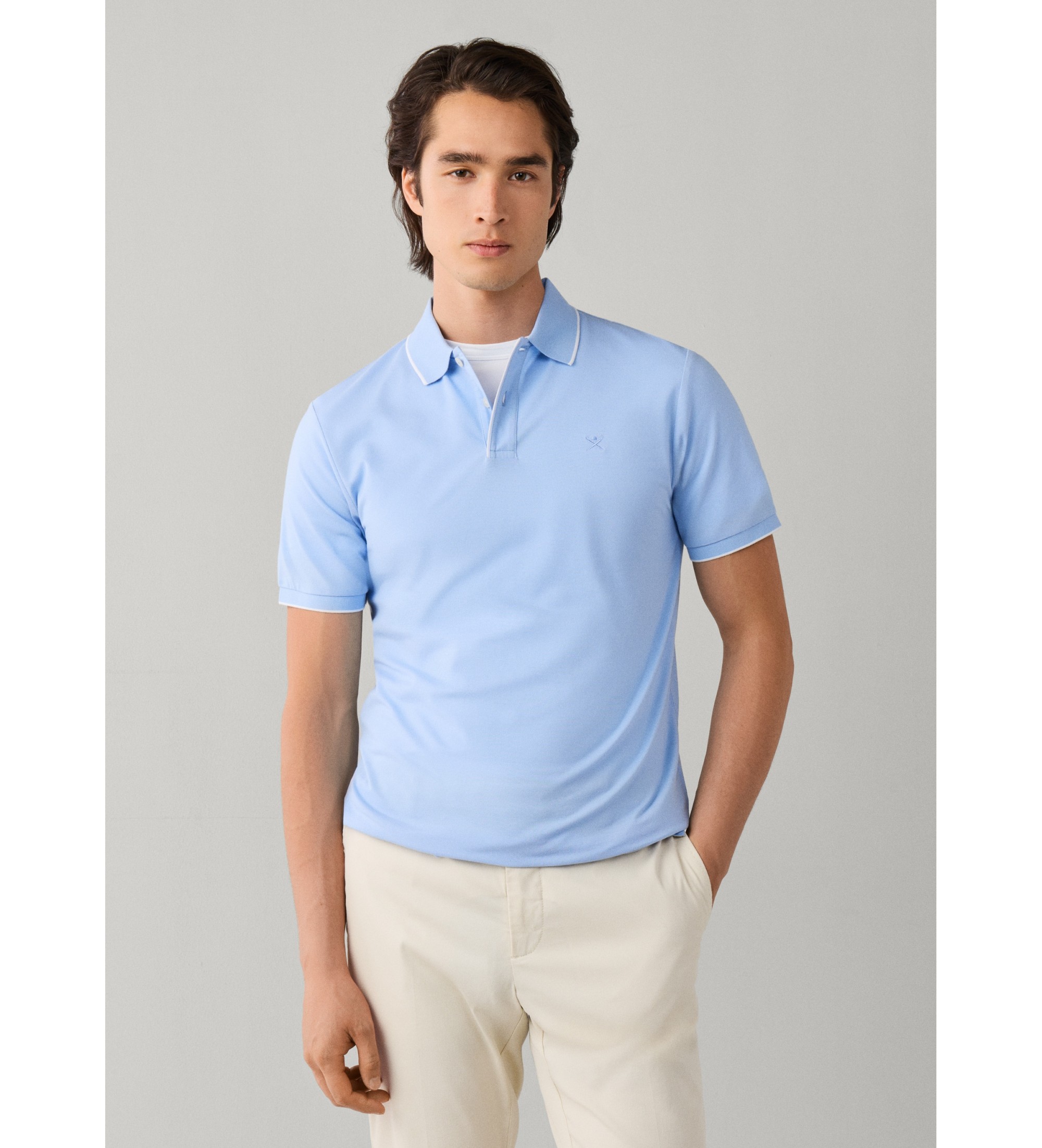 Hackett London für Herren. HM5600199 polo merzerisiert kurzarm klassische passform blau (M), Lässig, Baumwolle