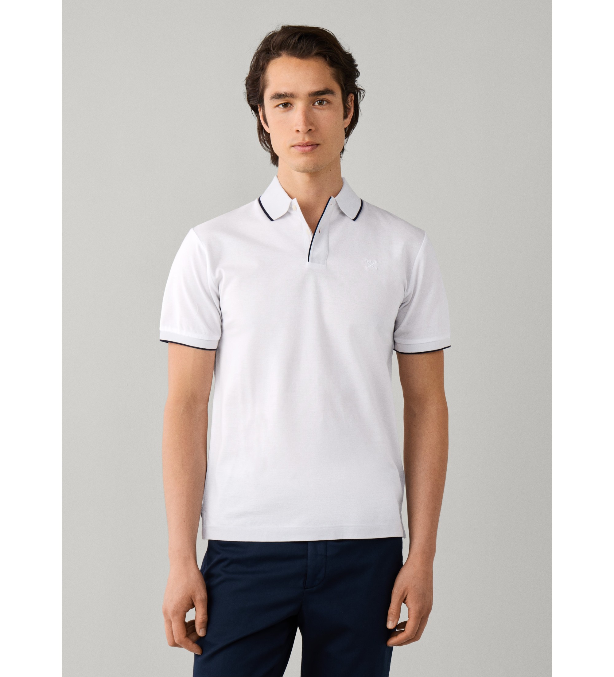 Hackett London für Herren. HM5600199 polo merzerisiert kurzarm klassische passform weiß (XL), Lässig, Baumwolle