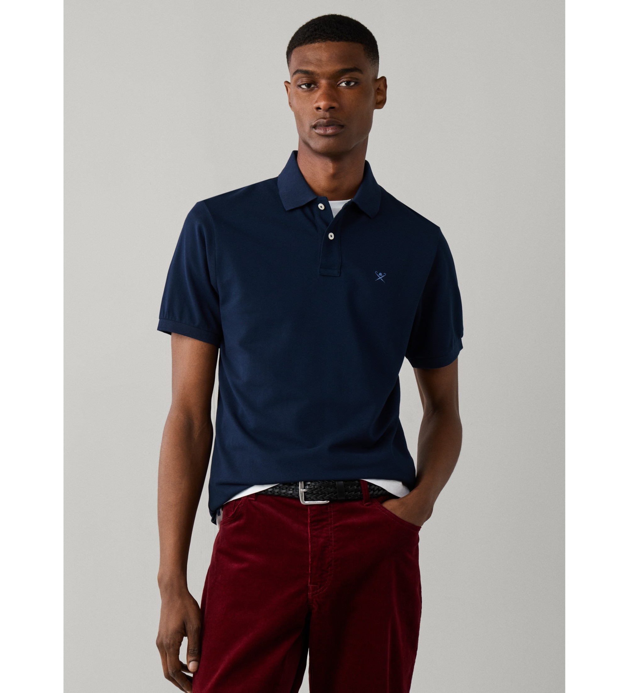 Hackett London für Herren. HM5600239 Slim-Fit-Poloshirt mit Logo, marineblau (L), Lässig, Baumwolle, Kurzarm