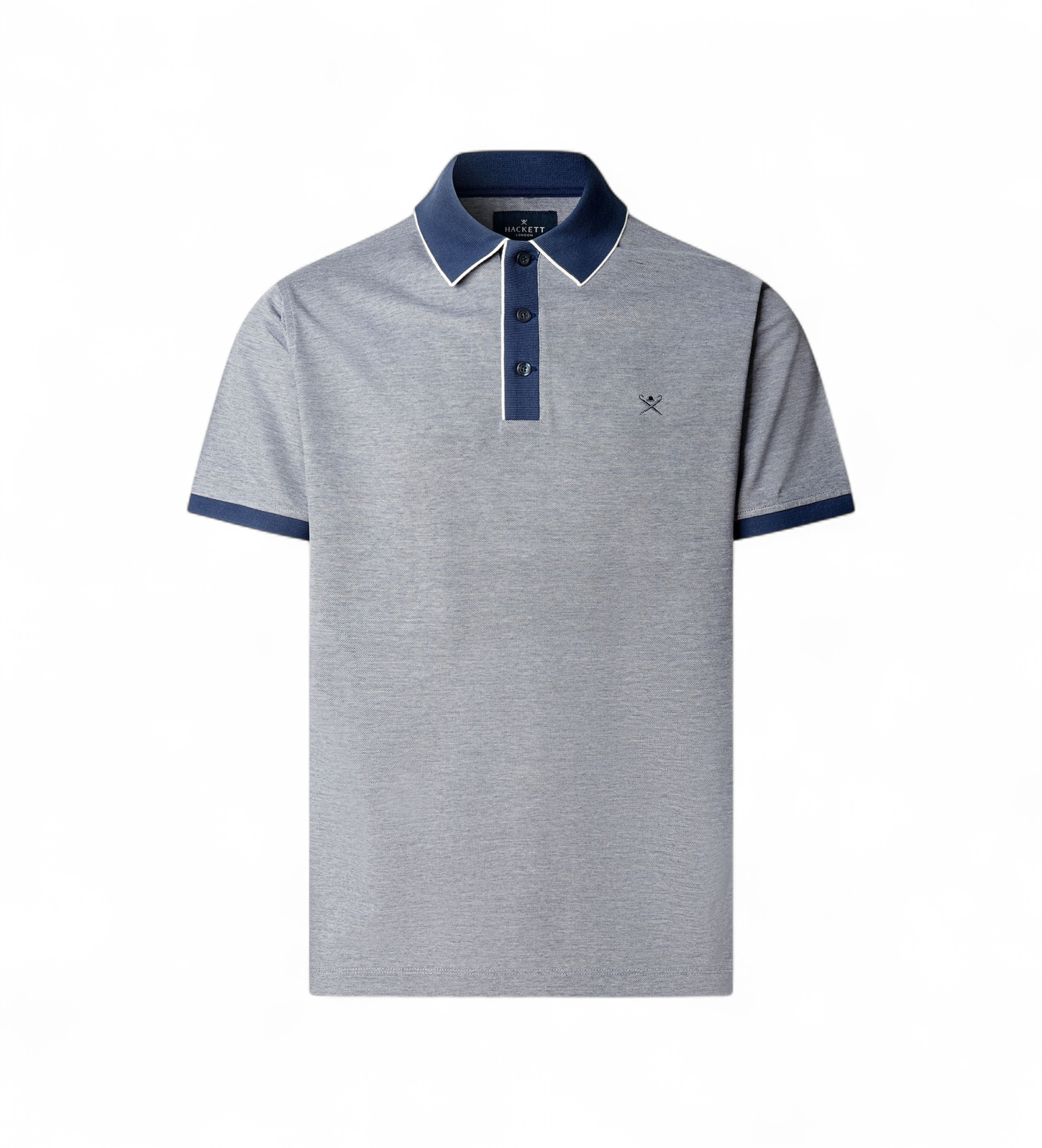 Hackett London für Herren. HM5600221 Polo Two Tone grau, blau (M), Lässig, Baumwolle, Klassisch, Kurzarm