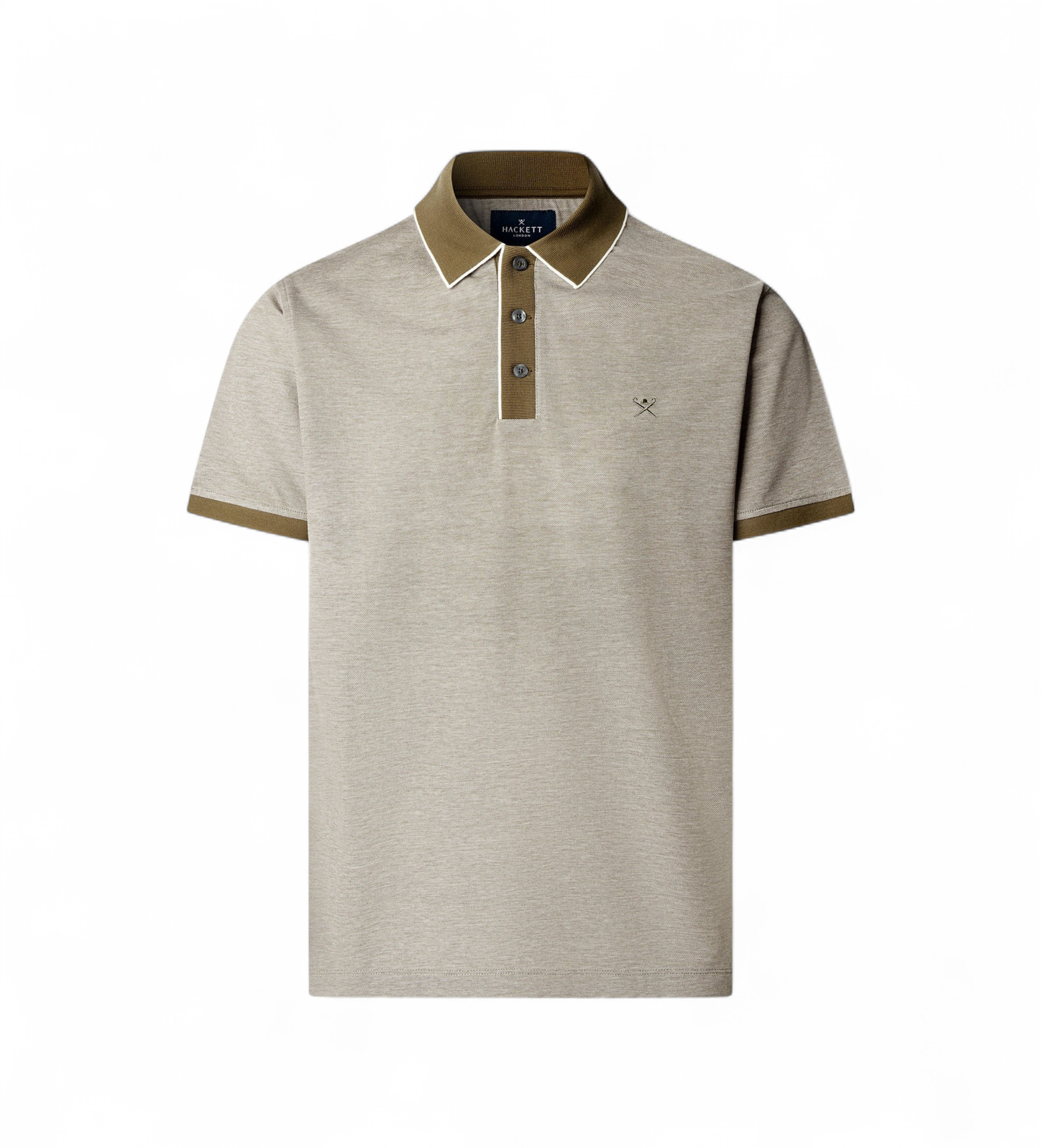 Hackett London für Herren. HM5600221 Polo Two Tone grau (L), Lässig, Baumwolle, Klassisch, Kurzarm