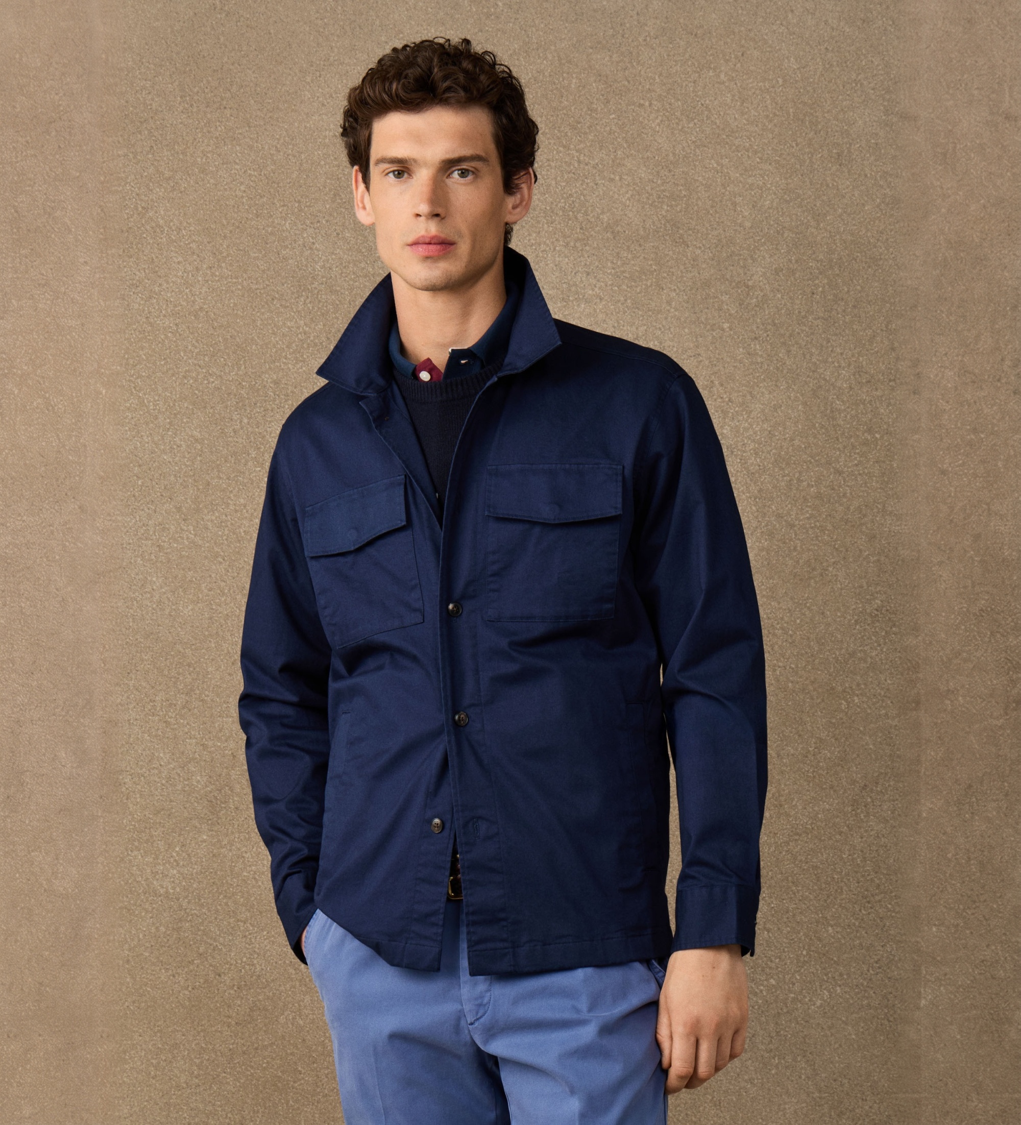 Hackett Londonvoor mannen. HM6000033 Overshirt marineblauw (S), Casual, Katoen, Lange mouwen