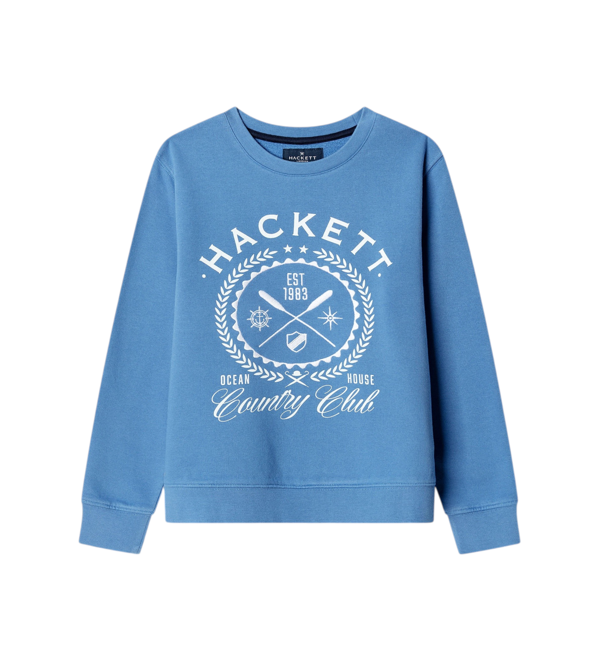 Hackett London für Jungen. HK5800052 Blaues Row Crew-Sweatshirt (5años= 110cm), Lässig, Baumwolle, Langarm, Kinderbekleidung