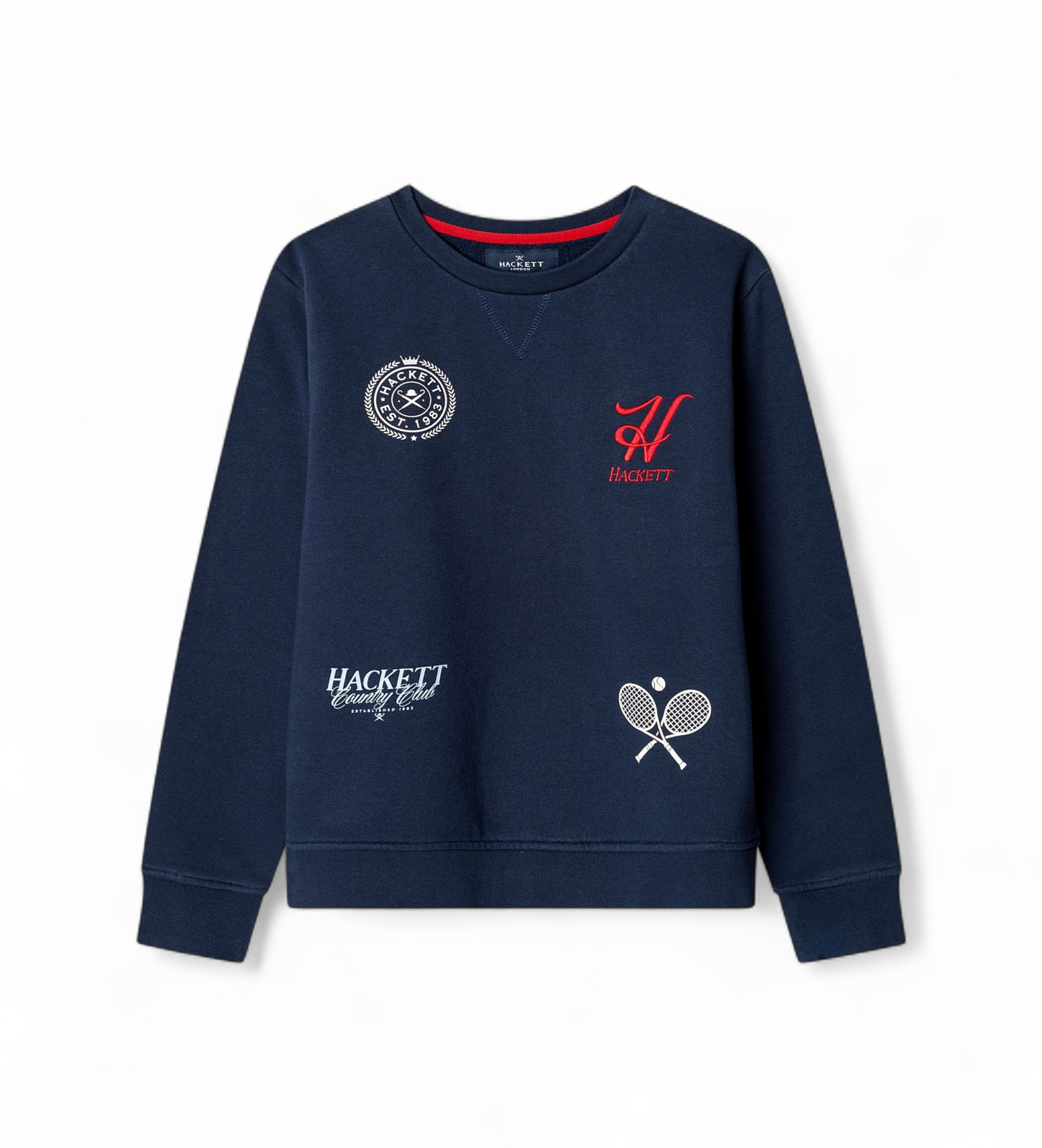 Hackett Londonvoor jongens. HK5800055 Sweater Sports Logo Crew marineblauw (9Años= 134cm), Casual, Katoen, Lange mouwen, kinderkleding