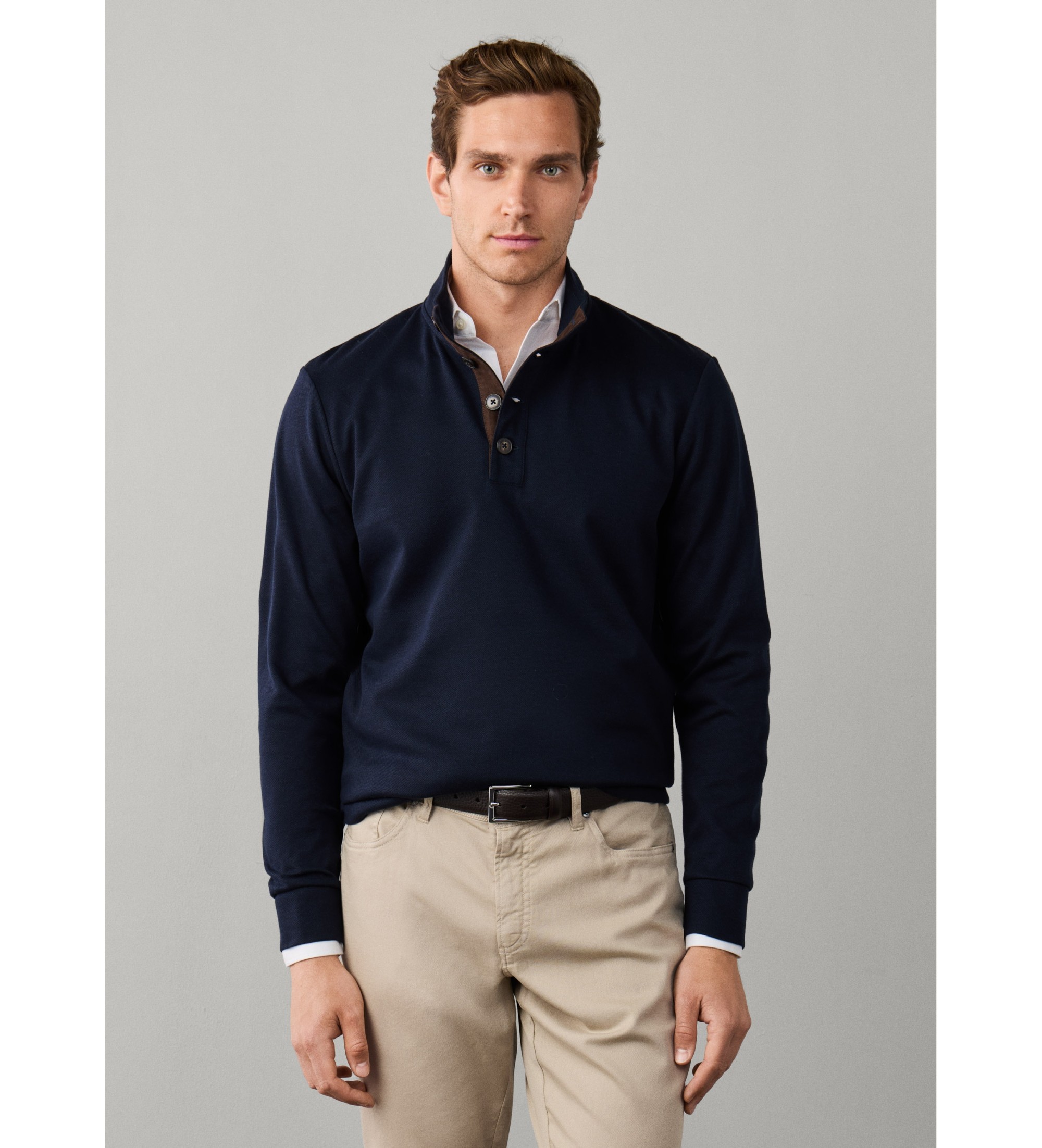Hackett London für Herren. HM5800154 Sweatshirt Twill Jacquard marineblau (M), Lässig, Baumwolle
