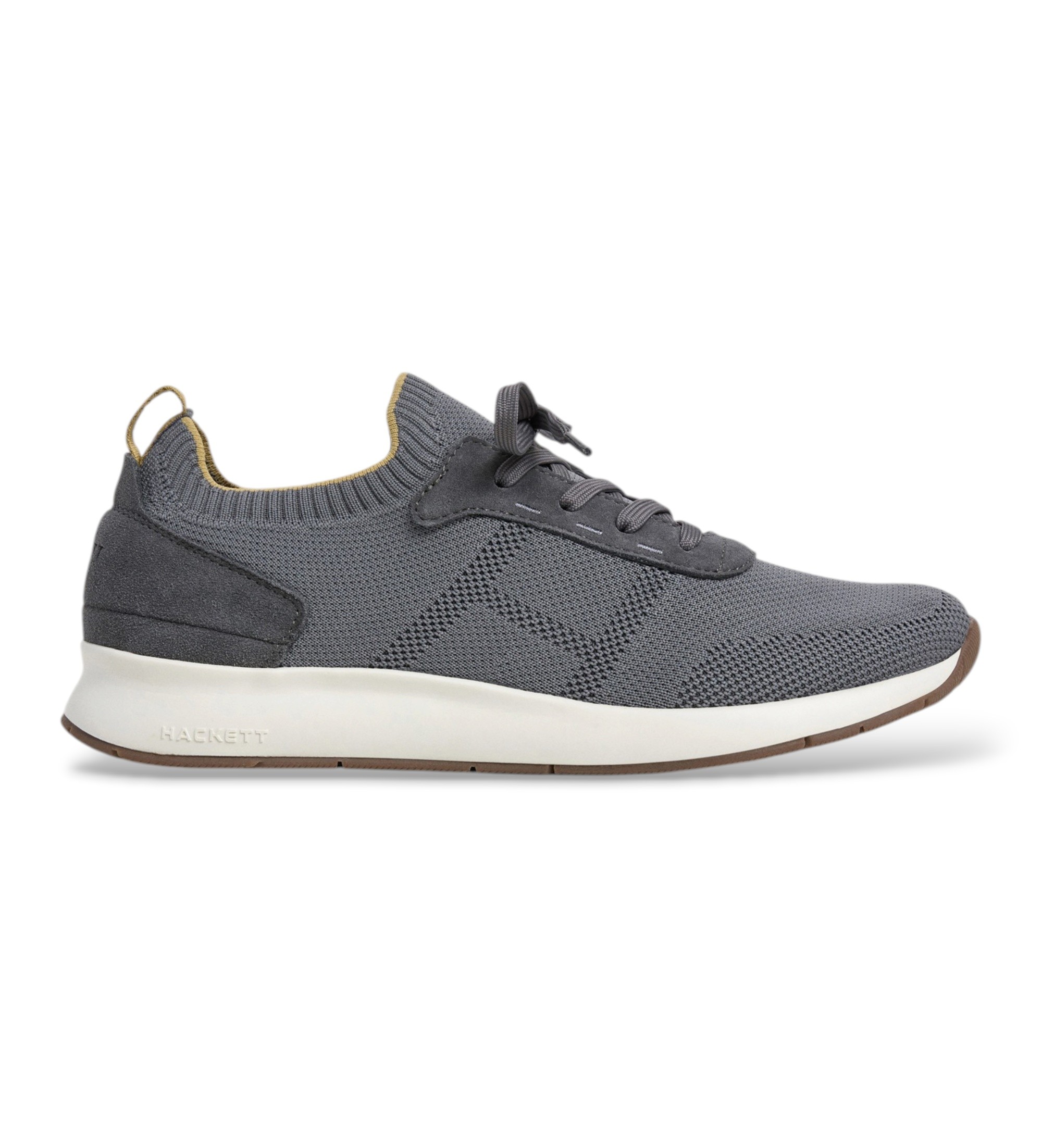Hackett London für Herren. HMS200110 Graue H-runner Sneaker aus Wildleder (44), Stoff, Wohnung, Schnürsenkel, Lässig