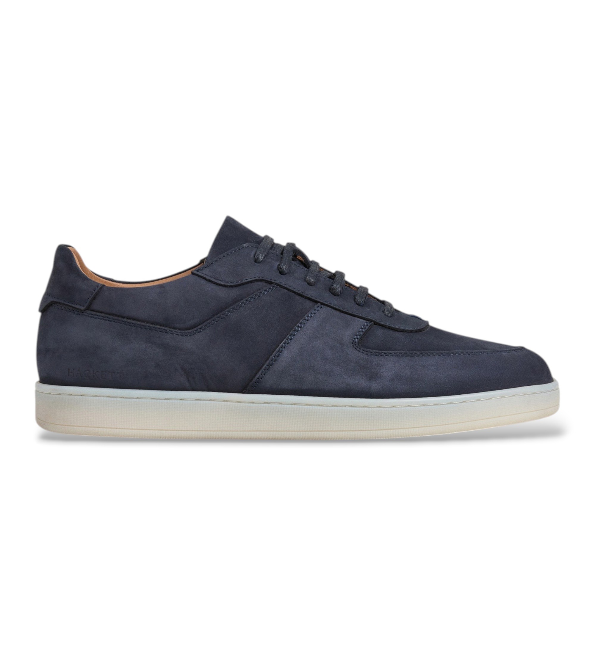 Hackett London für Herren. HMS200101 Nubuck-Sneaker Brompton Marineblau (40), Wohnung, Nobuck, Schnürsenkel, Lässig