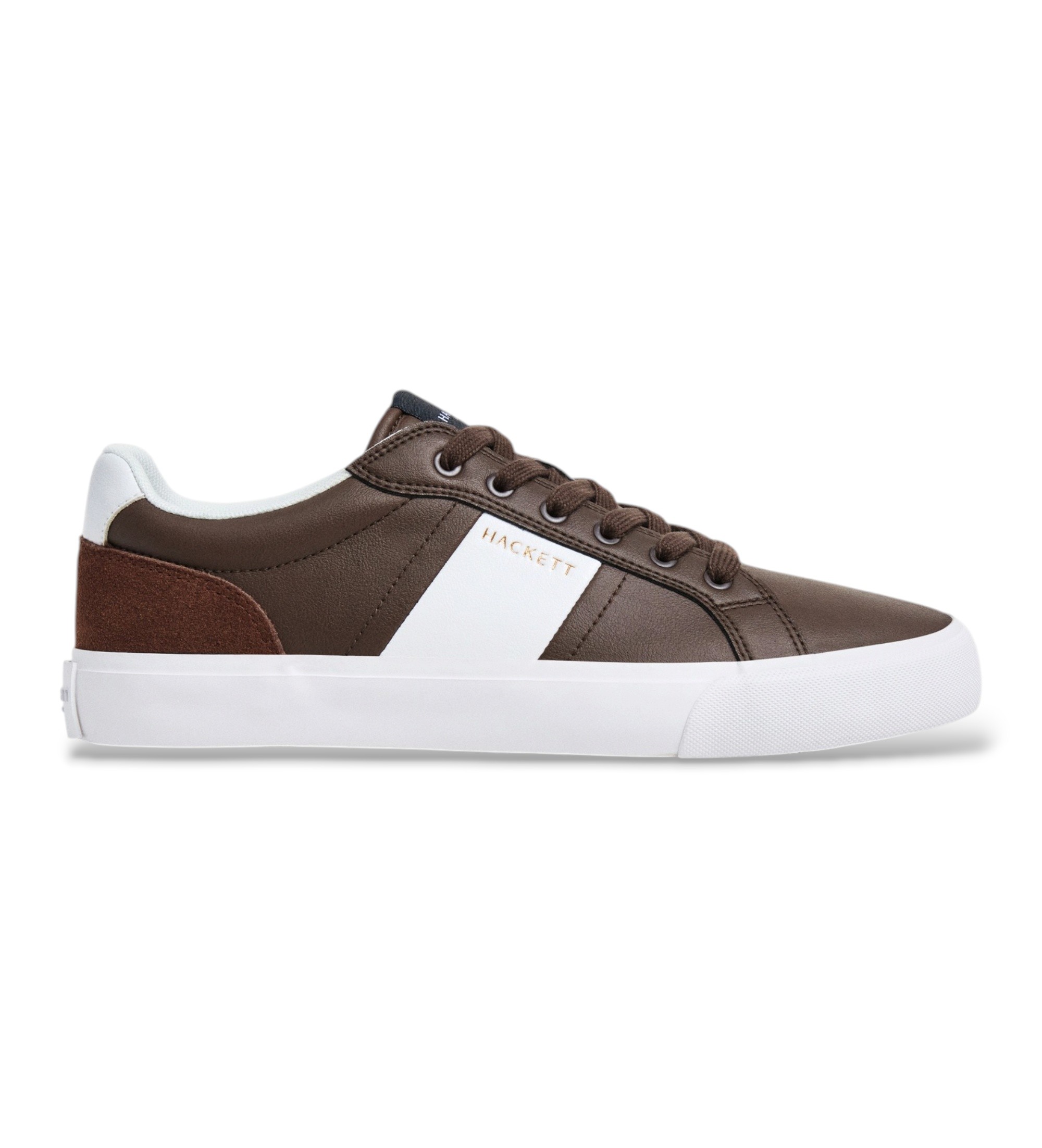 Hackett London für Herren. HMS200105 Braune Blake Handle Sneaker aus Leder (44), Wohnung, Spaltleder, Schnürsenkel, Lässig