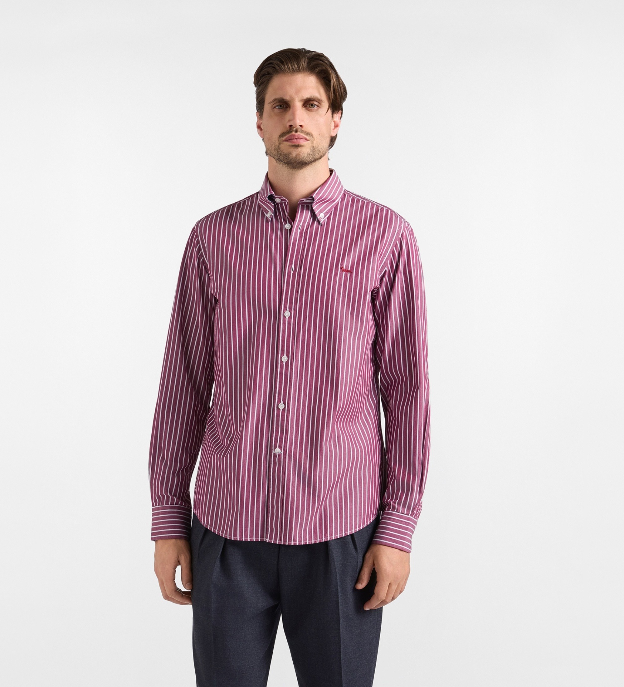 Harmont & Blaine für Herren. CRR074013932B Langarmhemd Riga Weinrot (M), Lässig, Kastanienbraun, Baumwolle