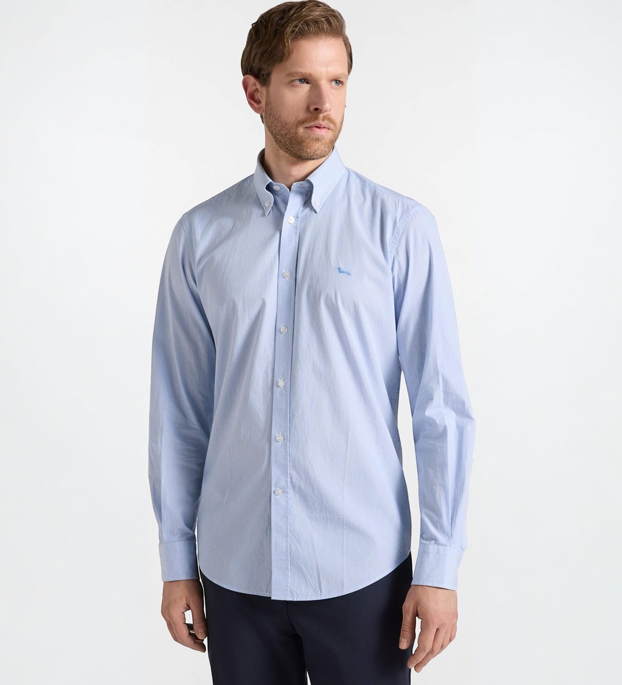 Harmont & Blaine für Herren. CRR074013435B Hemd mit Mikrostreifen hellblau (S), Lässig, Baumwolle, Langarm