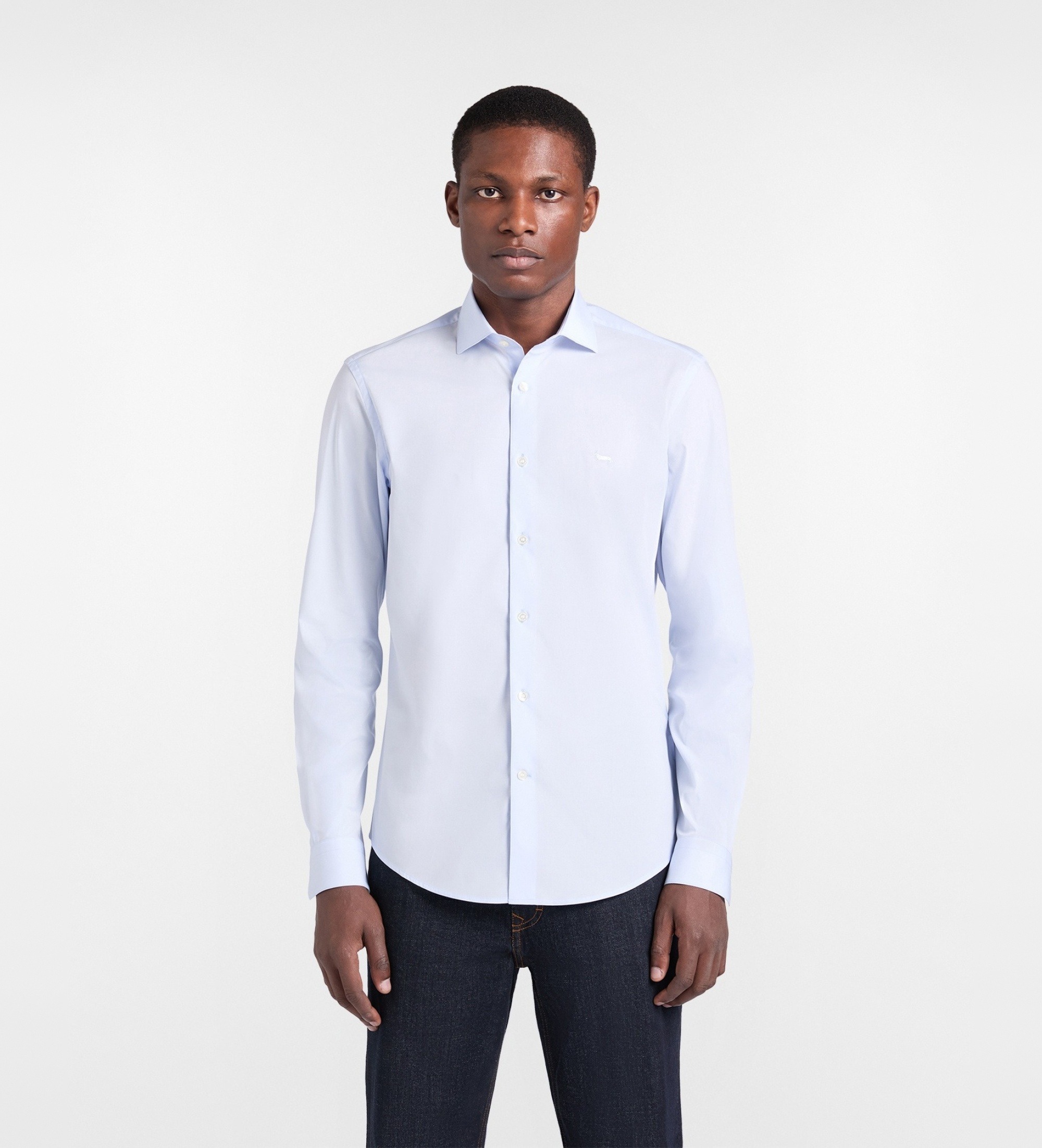 Harmont & Blaine für Herren. CNQ011012523M Blaues Stretch-Hemd (M), Lässig, Baumwolle, Klassisch, Langarm