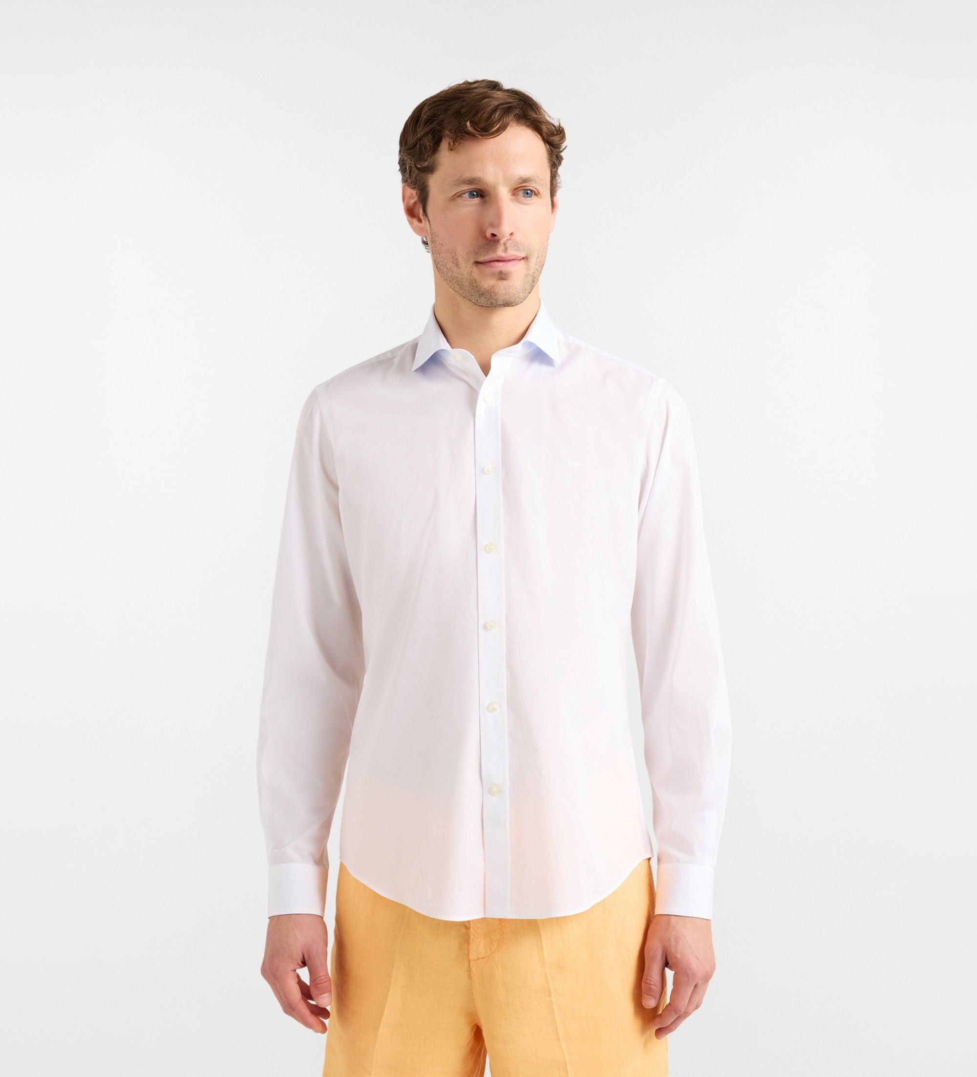 Harmont & Blaine für Herren. CNQ011012523M Stretchhemd weiß (S), Lässig, Baumwolle, Klassisch, Langarm