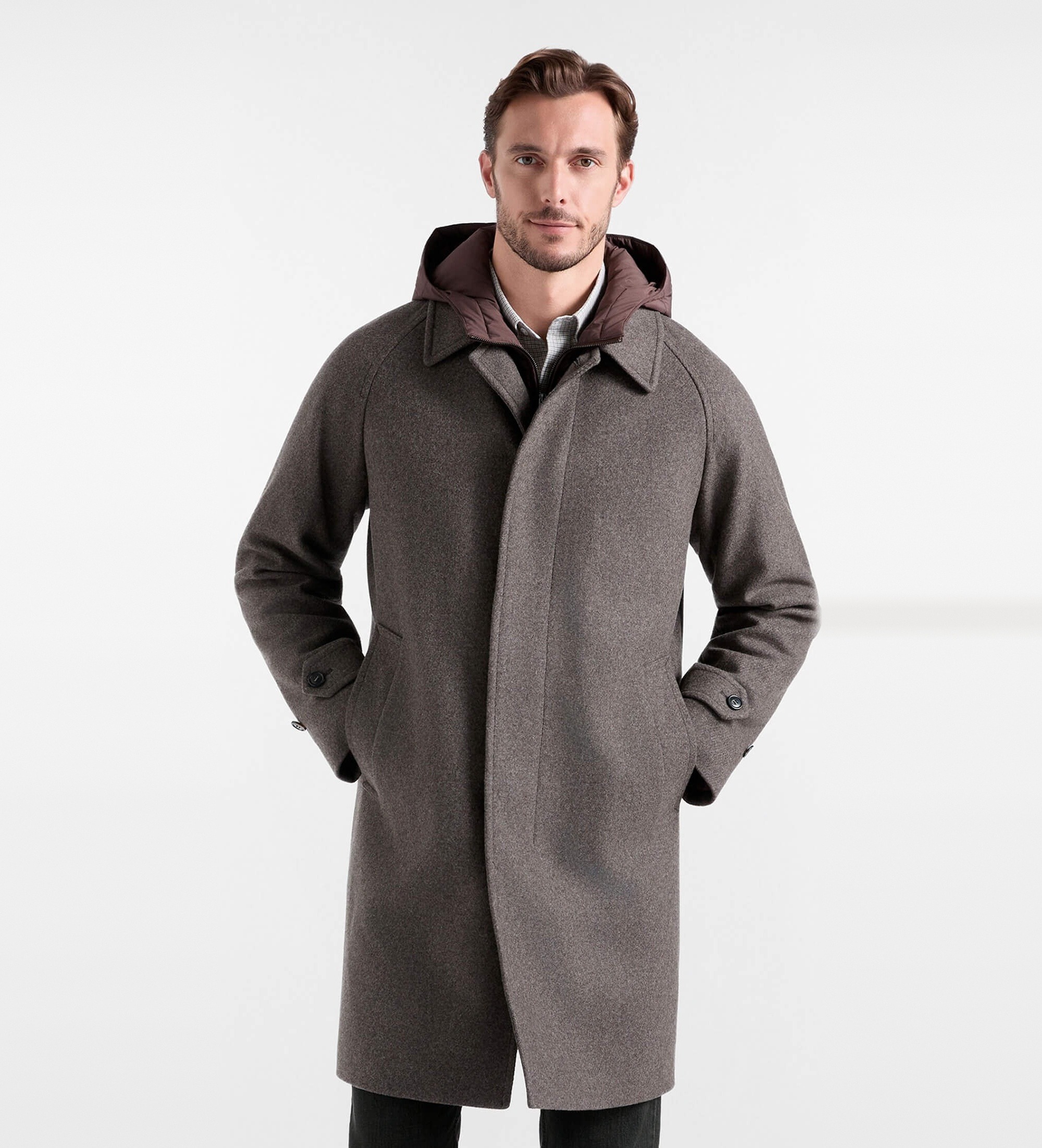 Harmont & Blaine für Herren. K0R9220606872 Langer Mantel aus Wollstoff mit Kapuze in Braun (52), Lässig, Wolle, Klassisch