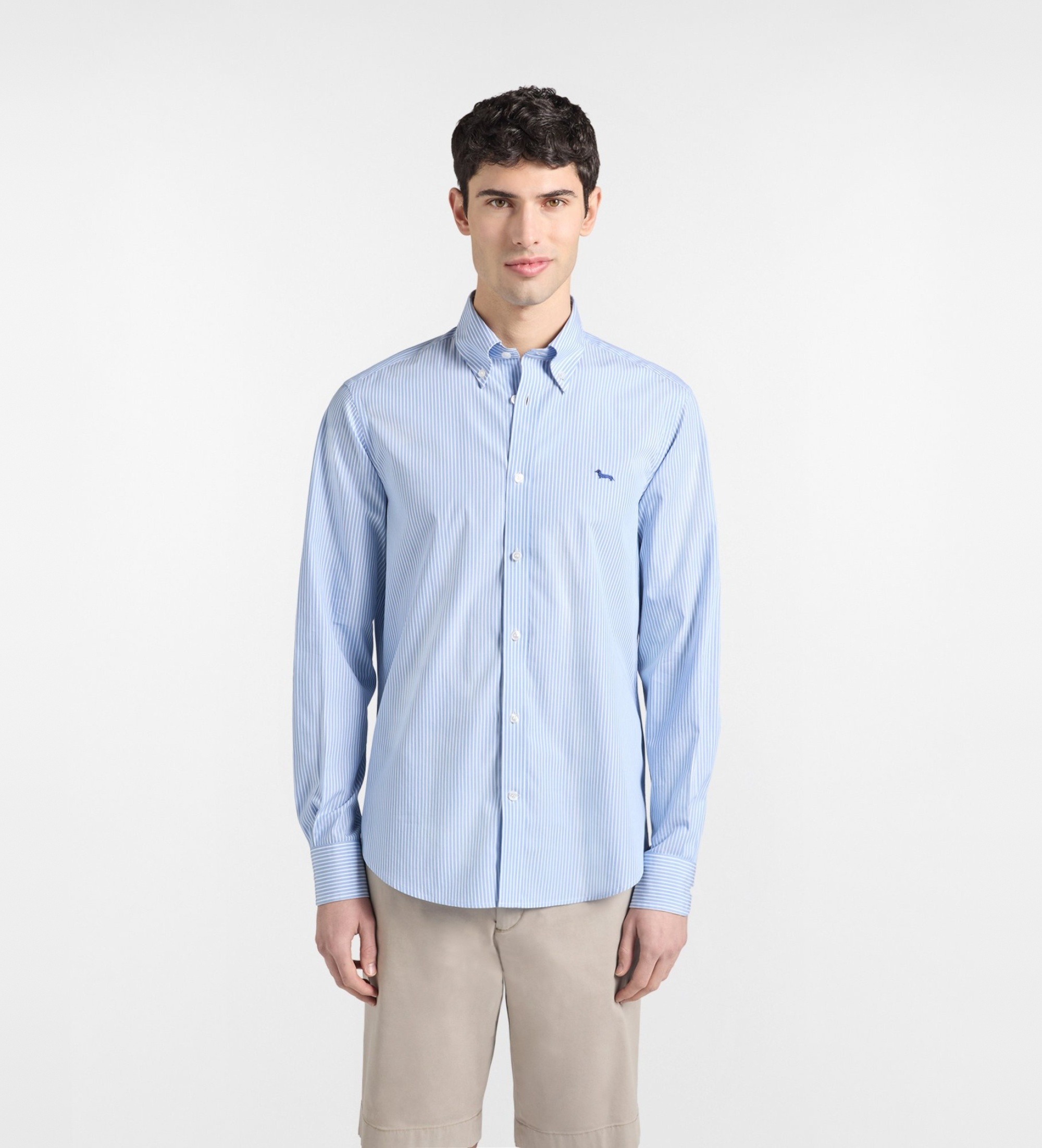 Harmont & Blaine für Herren. CRQ074013436B Blaues gestreiftes Hemd mit normaler Passform (XL), Lässig, Baumwolle, Klassisch, Langarm