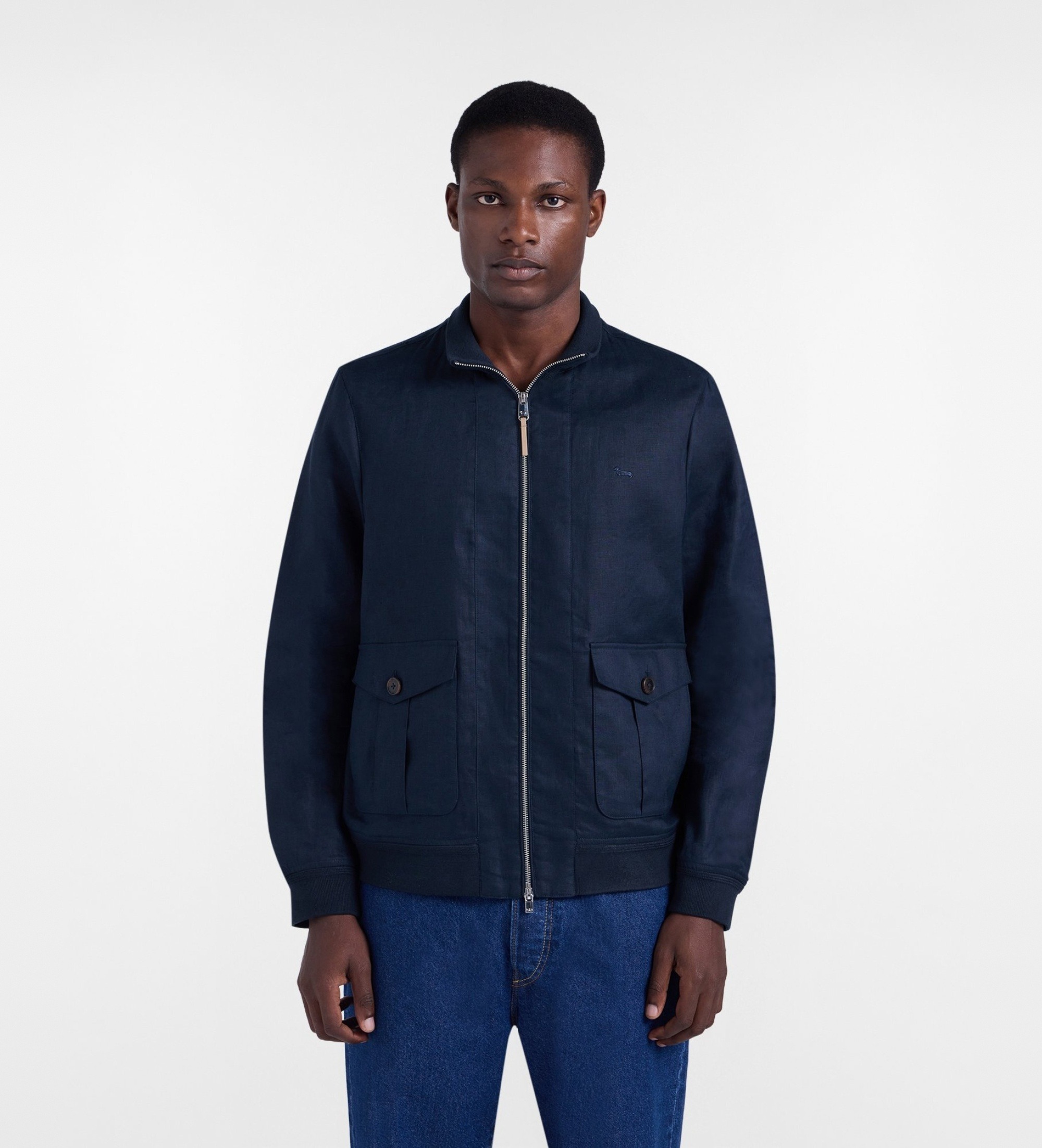 Harmont & Blaine für Herren. K0Q3030406690 Marineblaue Jacke mit Reißverschluss (L), Lässig, Leinen