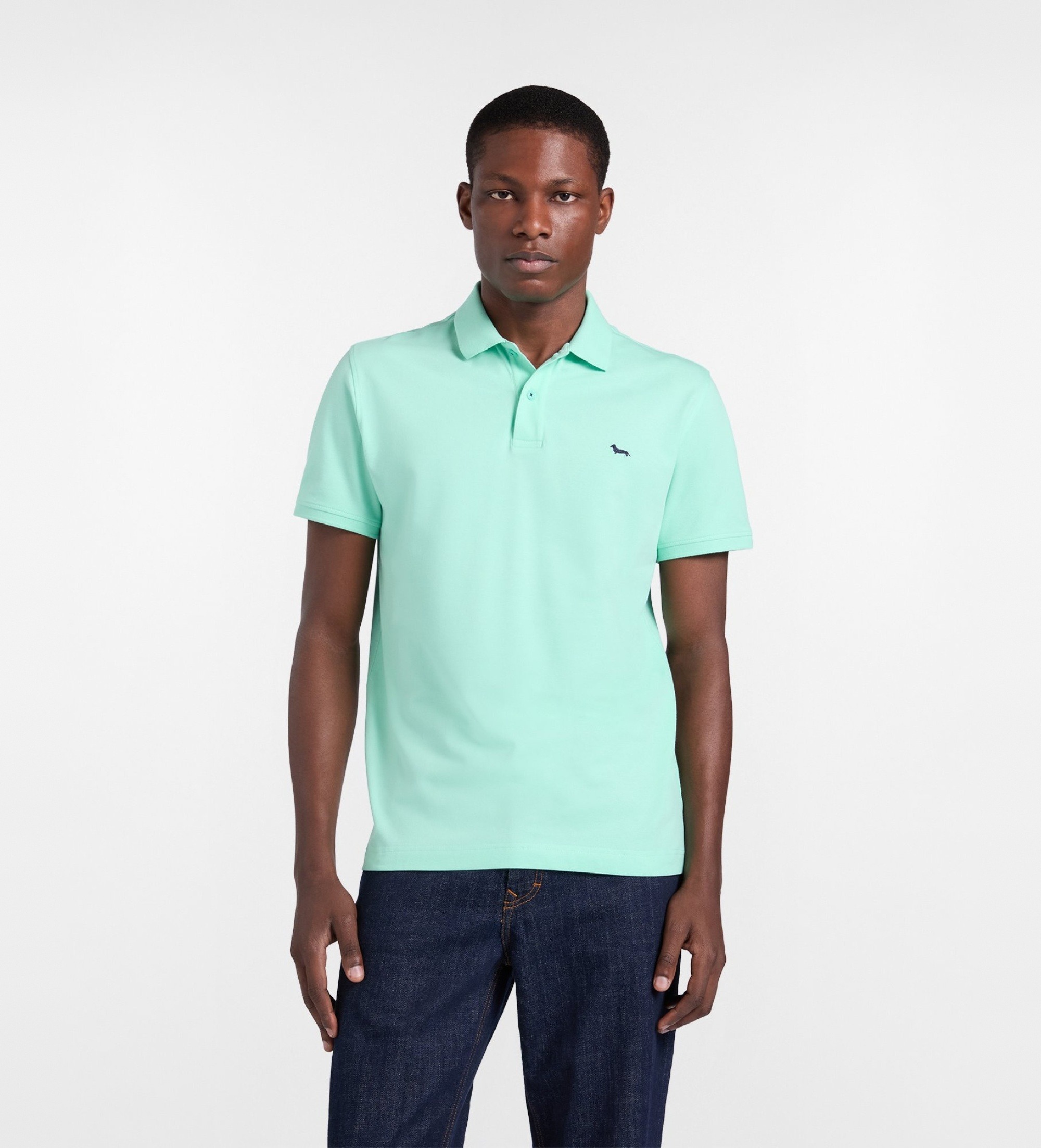Harmont & Blaine für Herren. LRQ033020862 Basic Stretch Pique Polo Türkis (L), Lässig, Baumwolle, Kurzarm