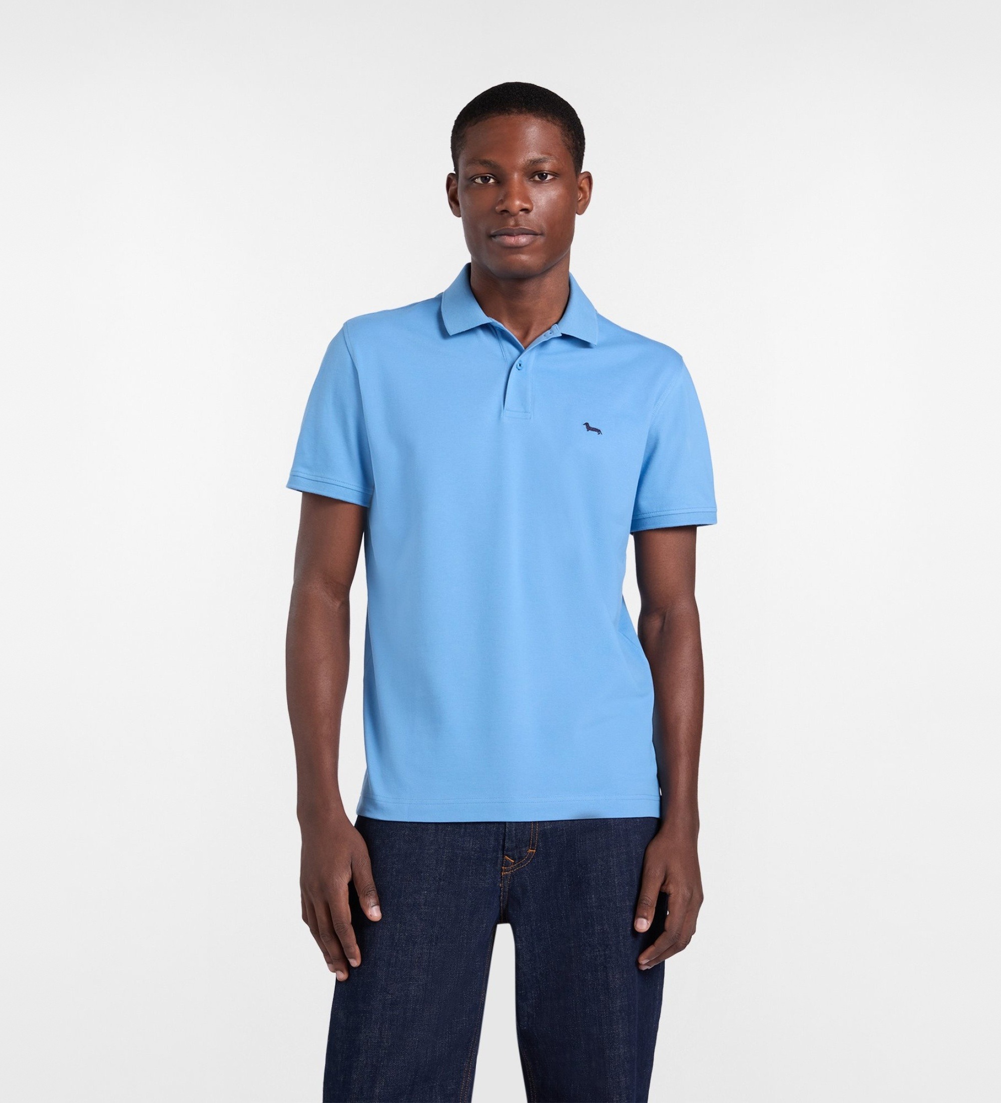 Harmont & Blaine für Herren. LRQ033020862 Basic Hellblaues dehnbares Pique-Poloshirt (M), Lässig, Baumwolle, Kurzarm