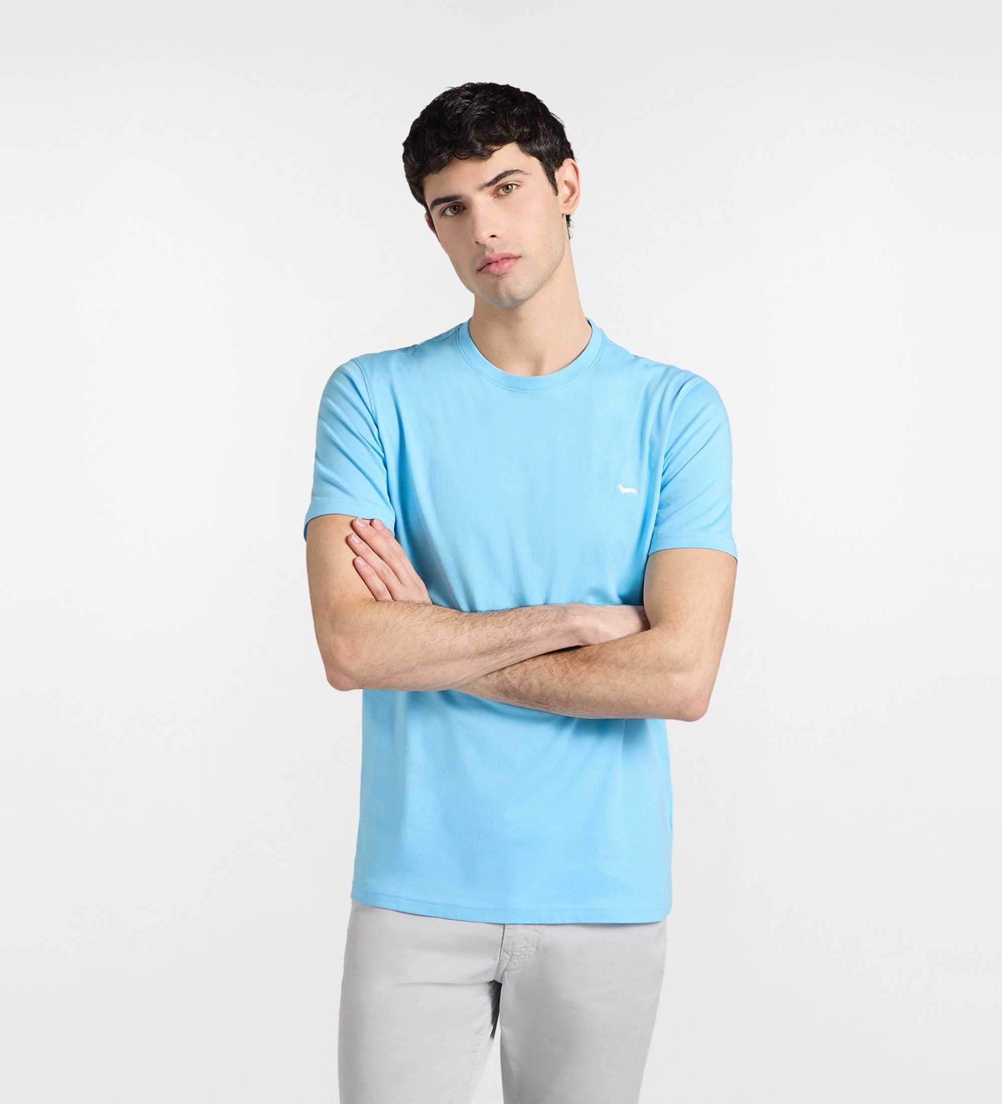 Harmont & Blaine für Herren. INQ001021055 Eng anliegendes blaues Baumwoll-T-Shirt (M), Lässig, Baumwolle, Kurzarm