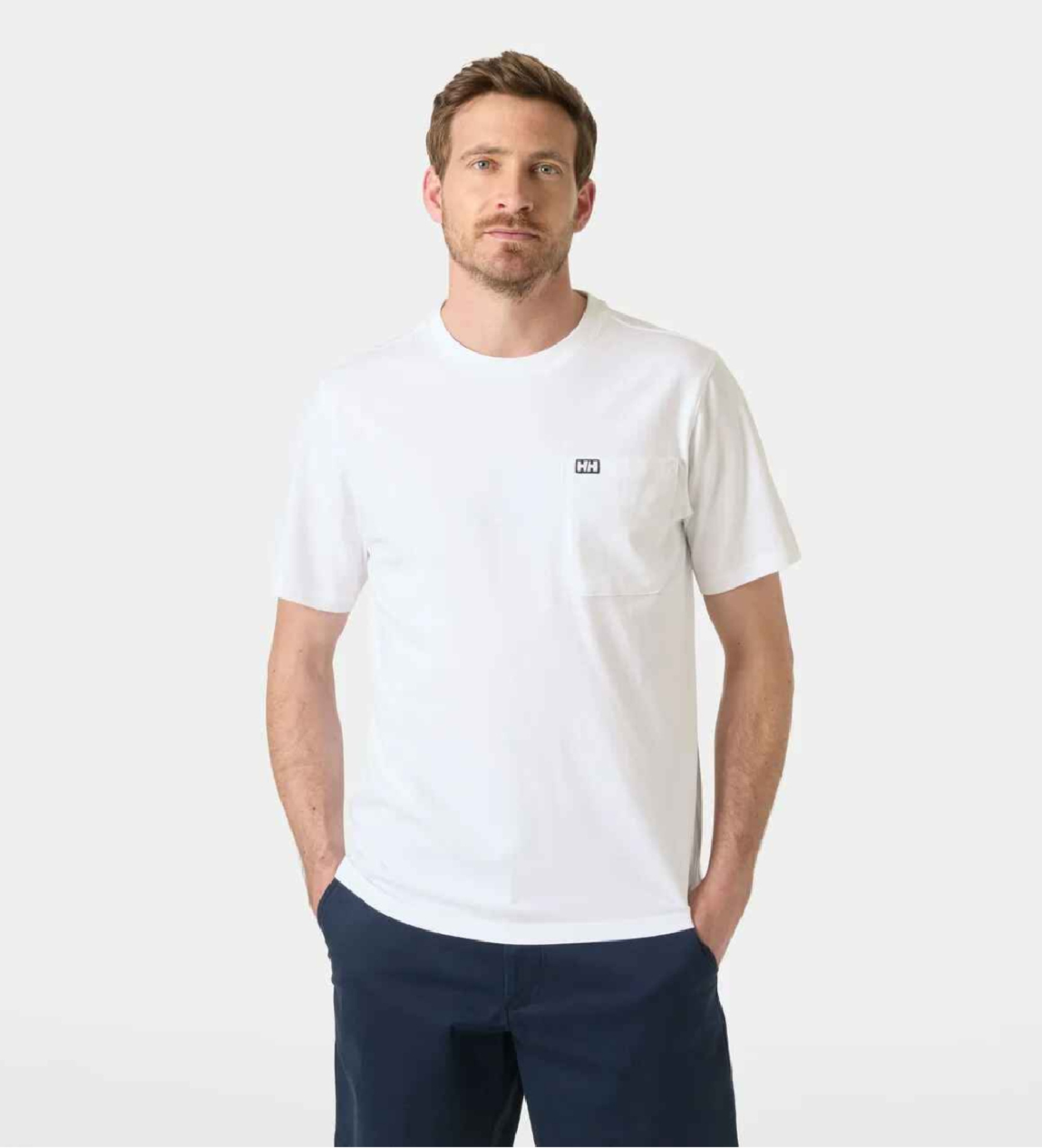 Helly Hansen für Herren. 54530 Hudson T-shirt weiß (S), Lässig, Baumwolle, Kurzarm