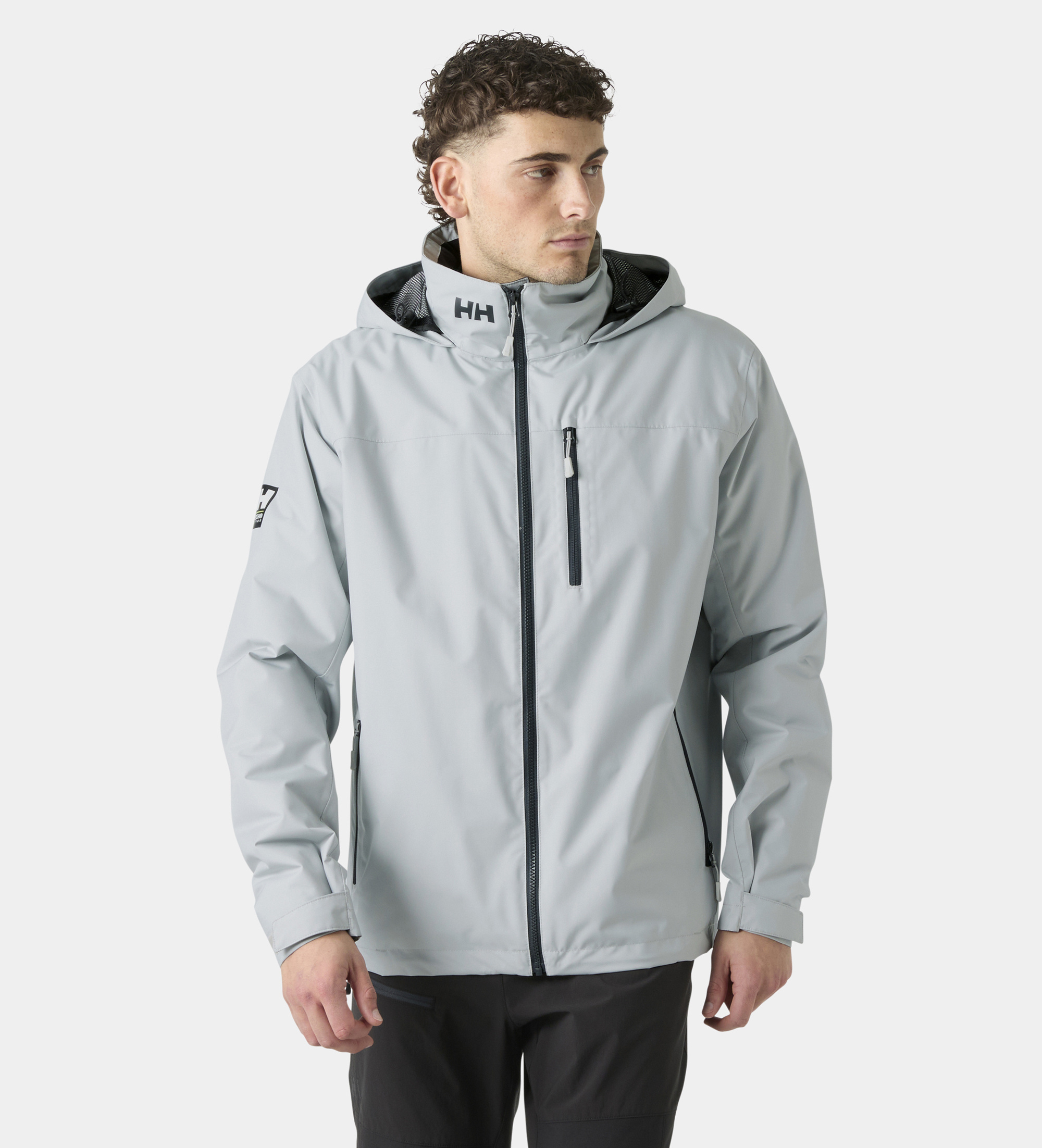 Helly Hansenvoor mannen. 34442 Zeiljack met capuchon en grijze midlayer (L), Casual, Grijs, Polyester, Lange mouwen