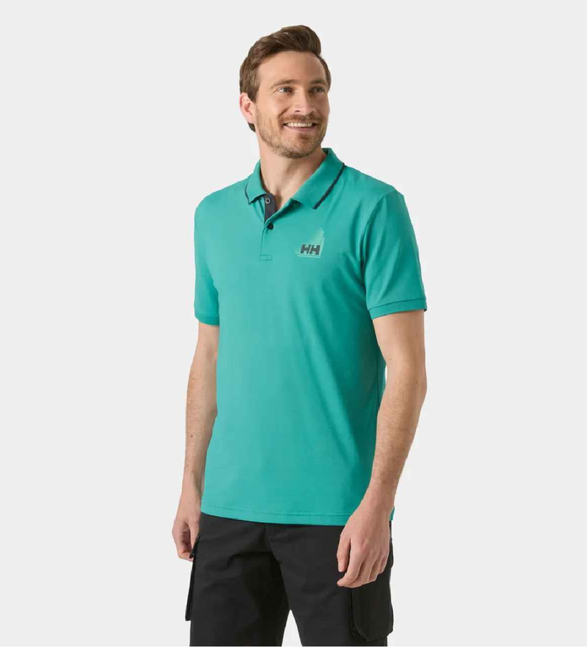 Helly Hansen für Herren. 34545 Hp Figari grünes Poloshirt (S), Lässig, Polyamid, Kurzarm