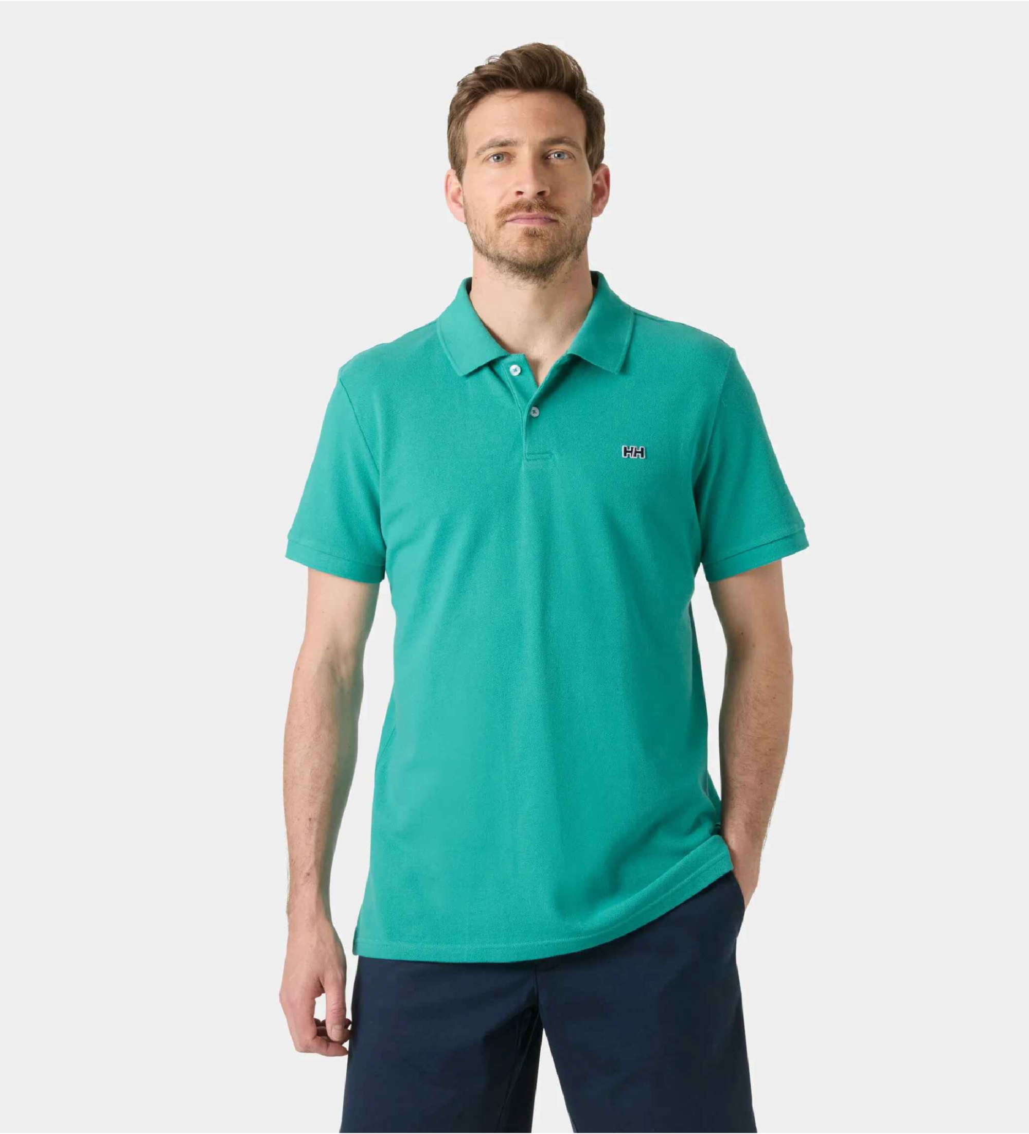 Helly Hansen für Herren. 54543 Hudson grünes Poloshirt (L), Lässig, Baumwolle, Kurzarm