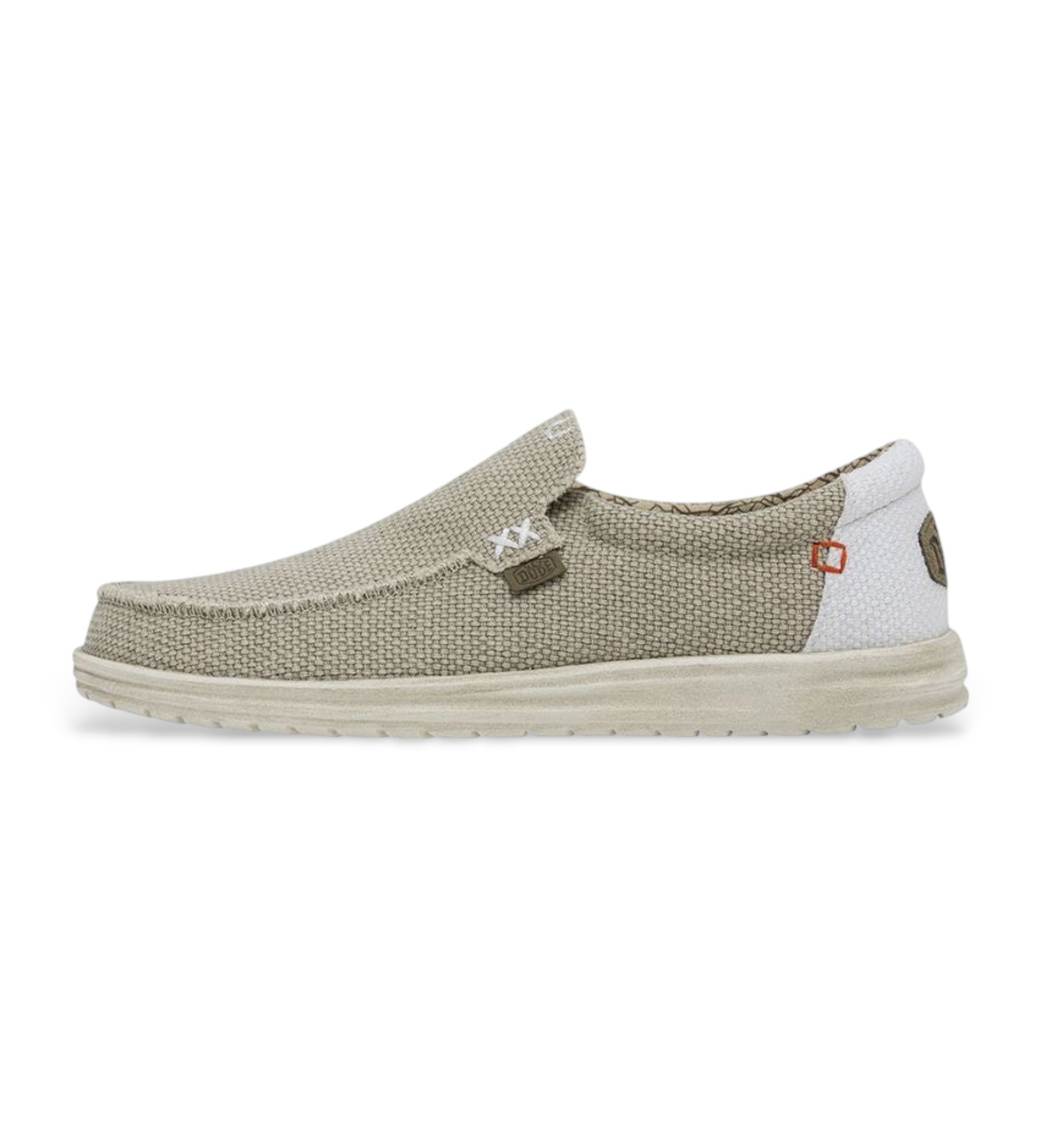 HeyDude für Herren. HD40124 Mokassins Mikka Geflochten beige (44), Stoff, Wohnung, Schnürsenkel, Lässig
