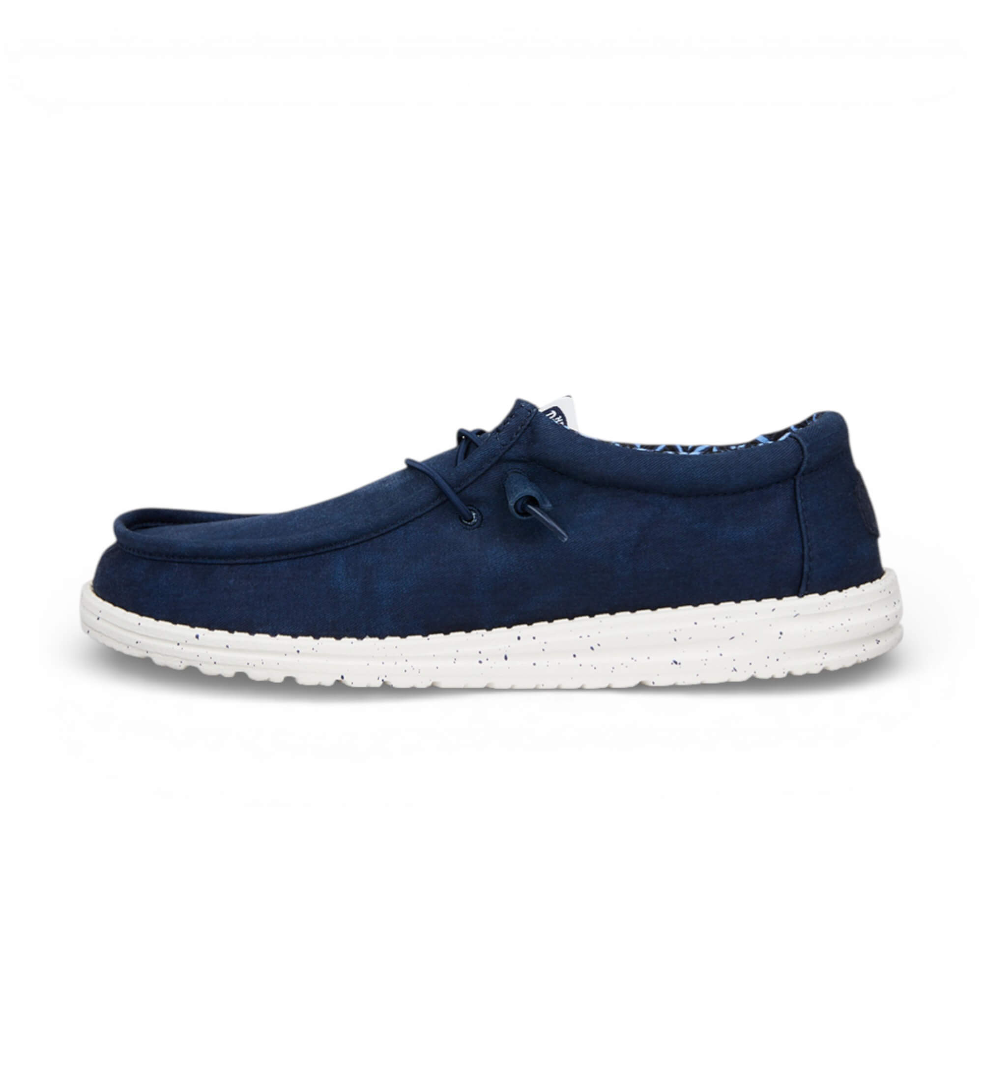 HeyDude für Herren. HD40700 Wally Stretch Canvas navy Turnschuhe (41), Stoff, Wohnung, Schnürsenkel, Lässig, Marine