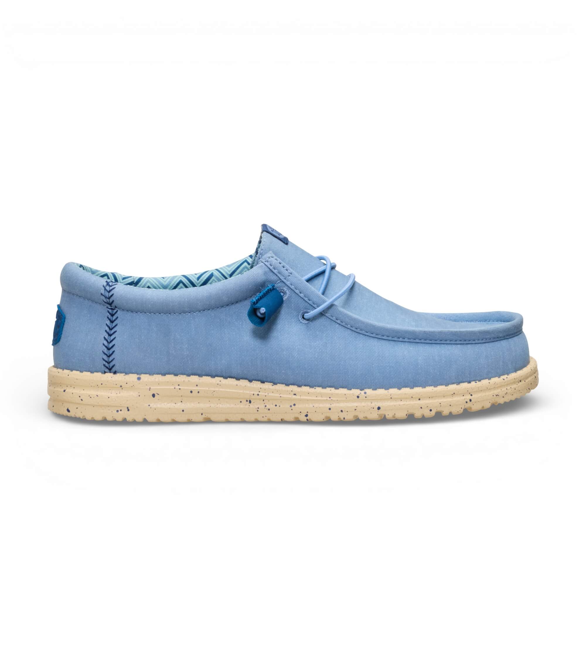 HeyDude für Herren. HD40700 Turnschuhe Wally Stretch Canvas blau (41), Stoff, Wohnung, Schnürsenkel, Lässig