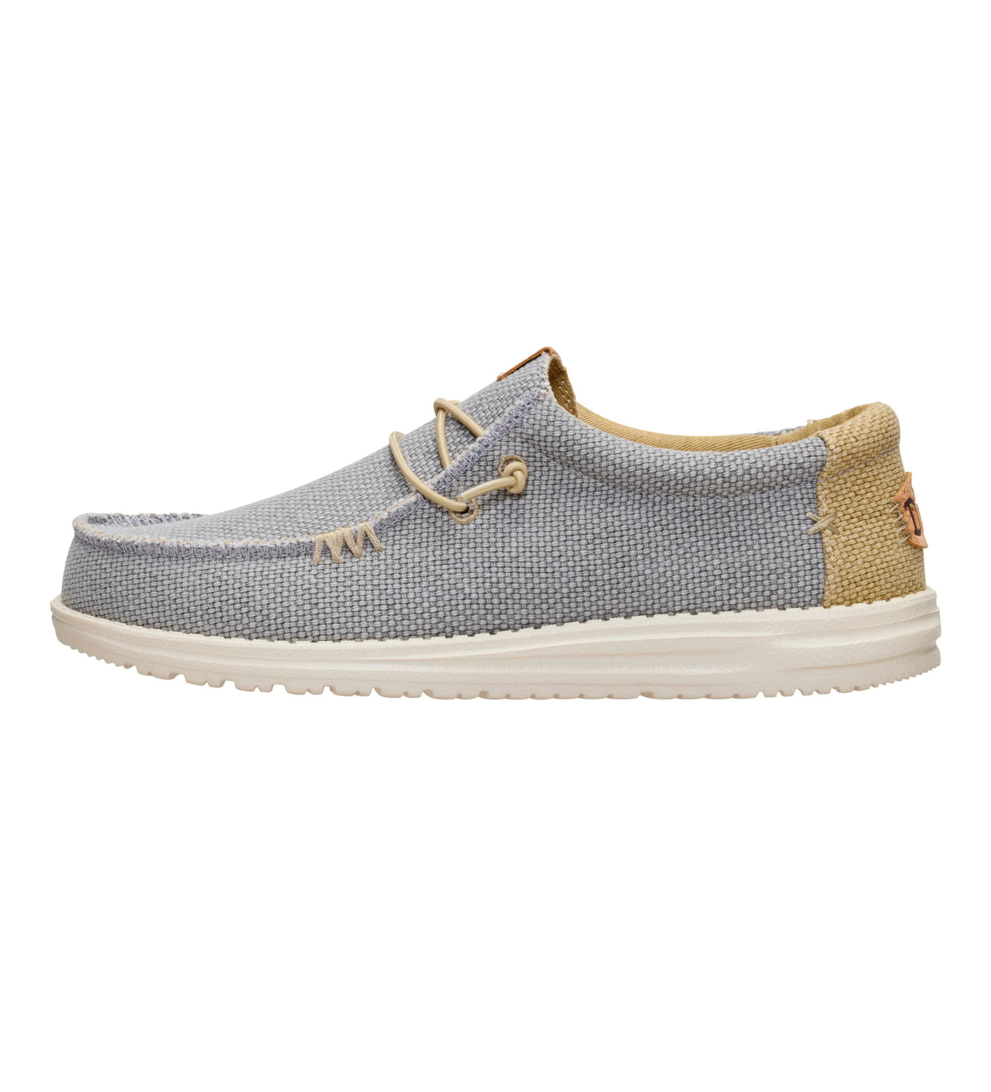 HeyDude für Herren. HD40003 Turnschuhe Wally Geflochten grau (44), Stoff, Wohnung, Schnürsenkel, Lässig