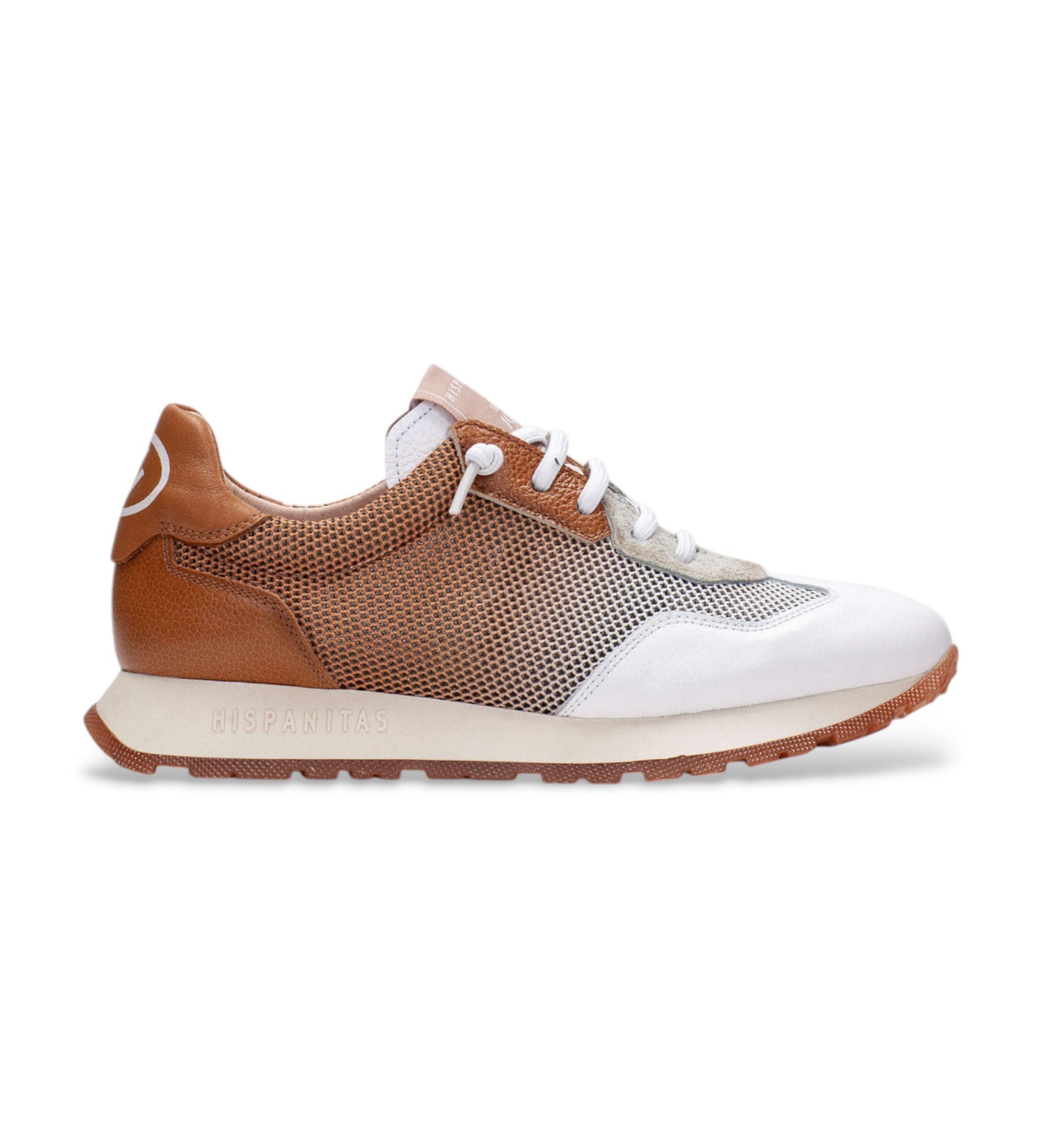 Hispanitas für Damen. BHV253869 Turnschuhe Kansas weiß (36), Leder, Braun, 3 bis 5 cm, Schnürsenkel, Lässig