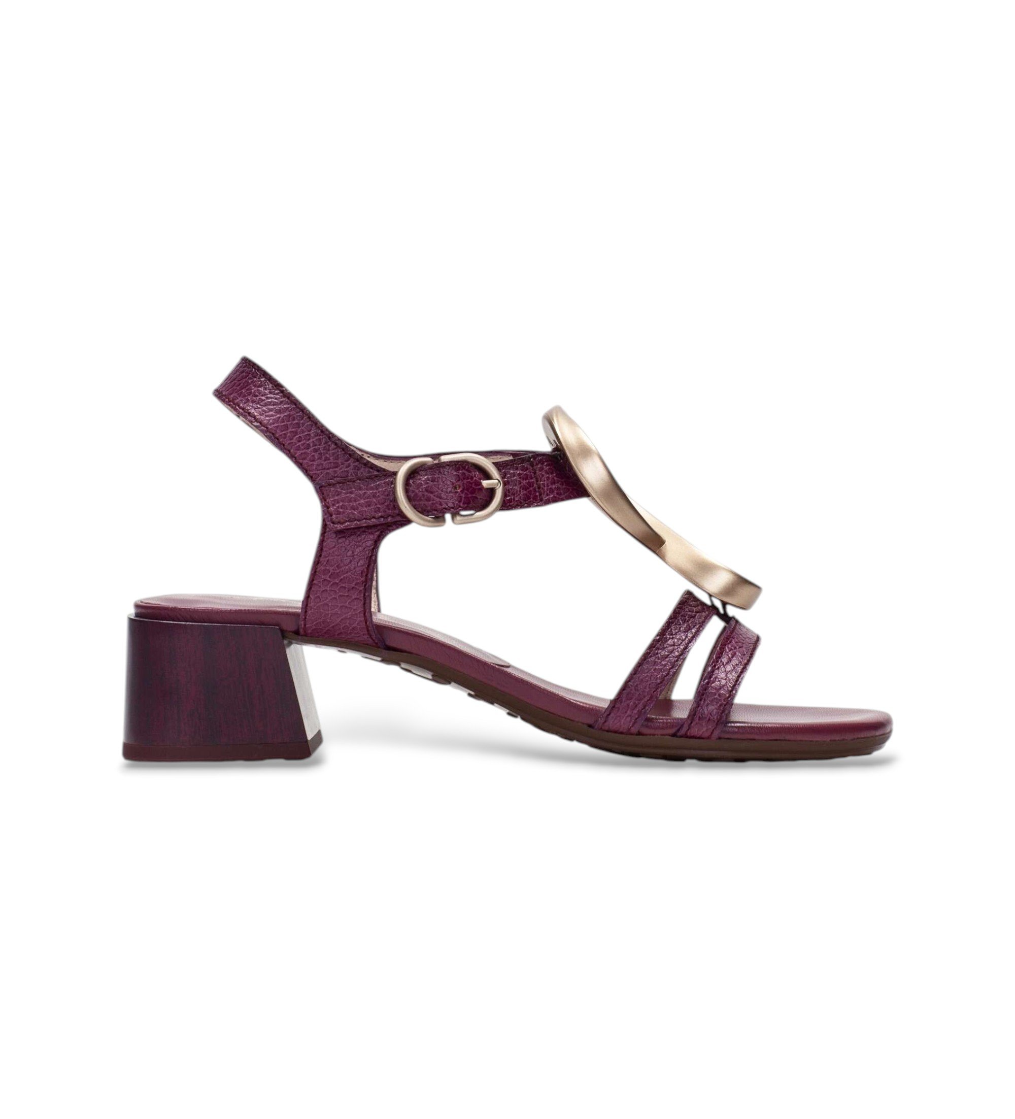 Hispanitas für Damen. HV264836 Tulipan rote Sandalen (36), Leder, 3 bis 5 cm, Schnalle, Lässig, Bordeaux