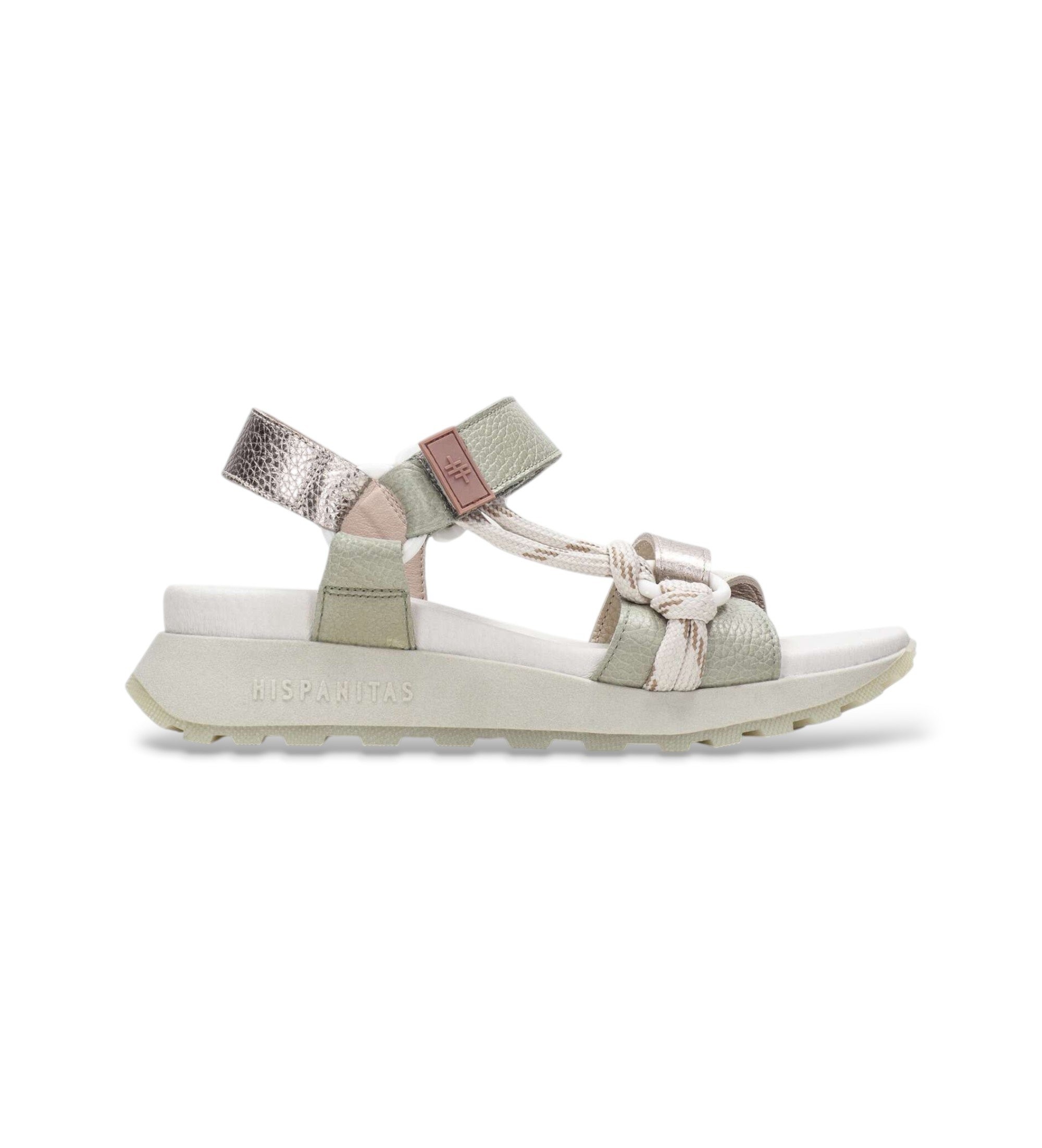 Hispanitas für Damen. CHV264869 Ambar mehrfarbige Sandalen (40), Leder, 3 bis 5 cm, Klettverschluss, Lässig, Grün